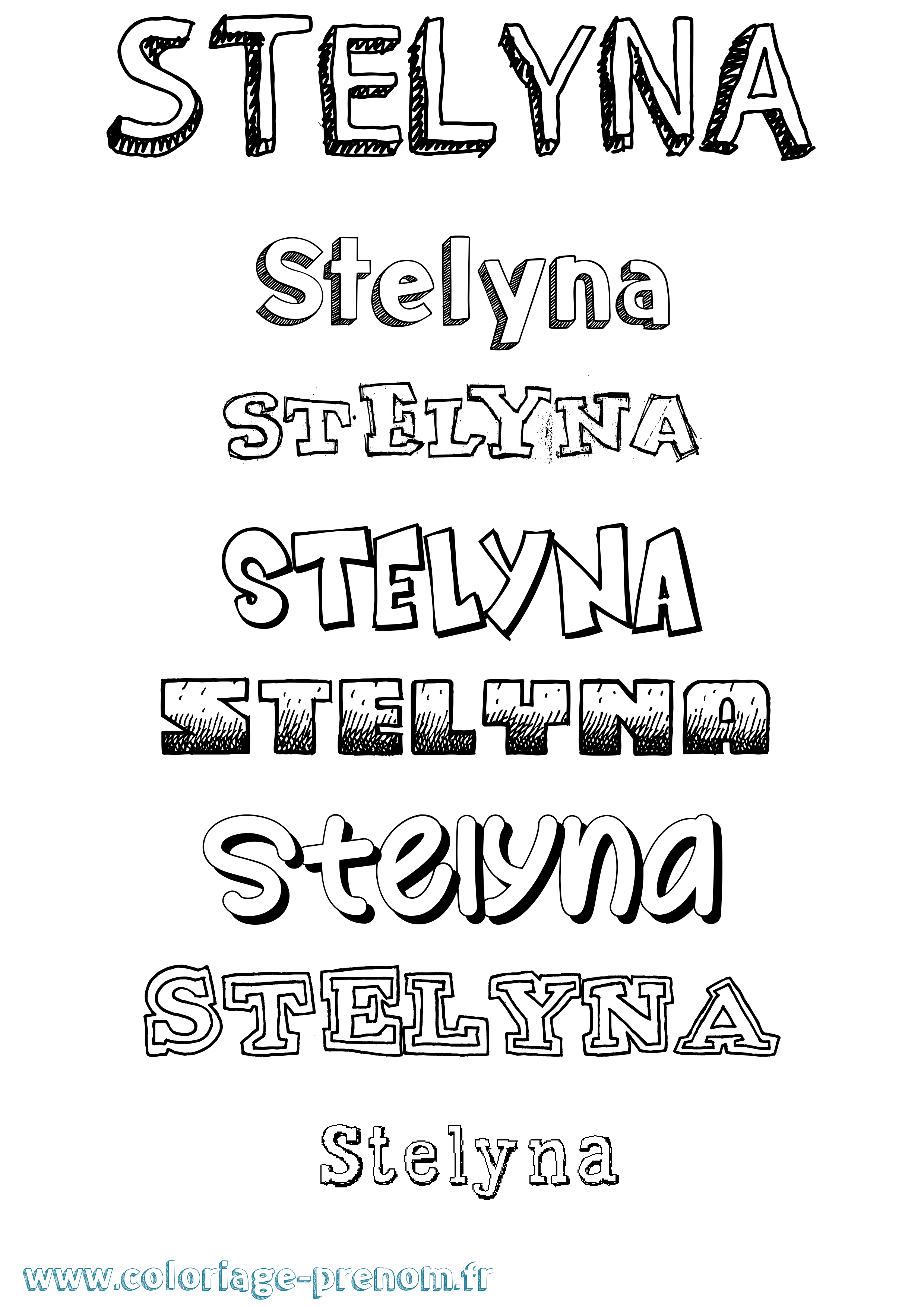 Coloriage Stelyna Dessiné Coloriage prénom Stelyna Dessiné