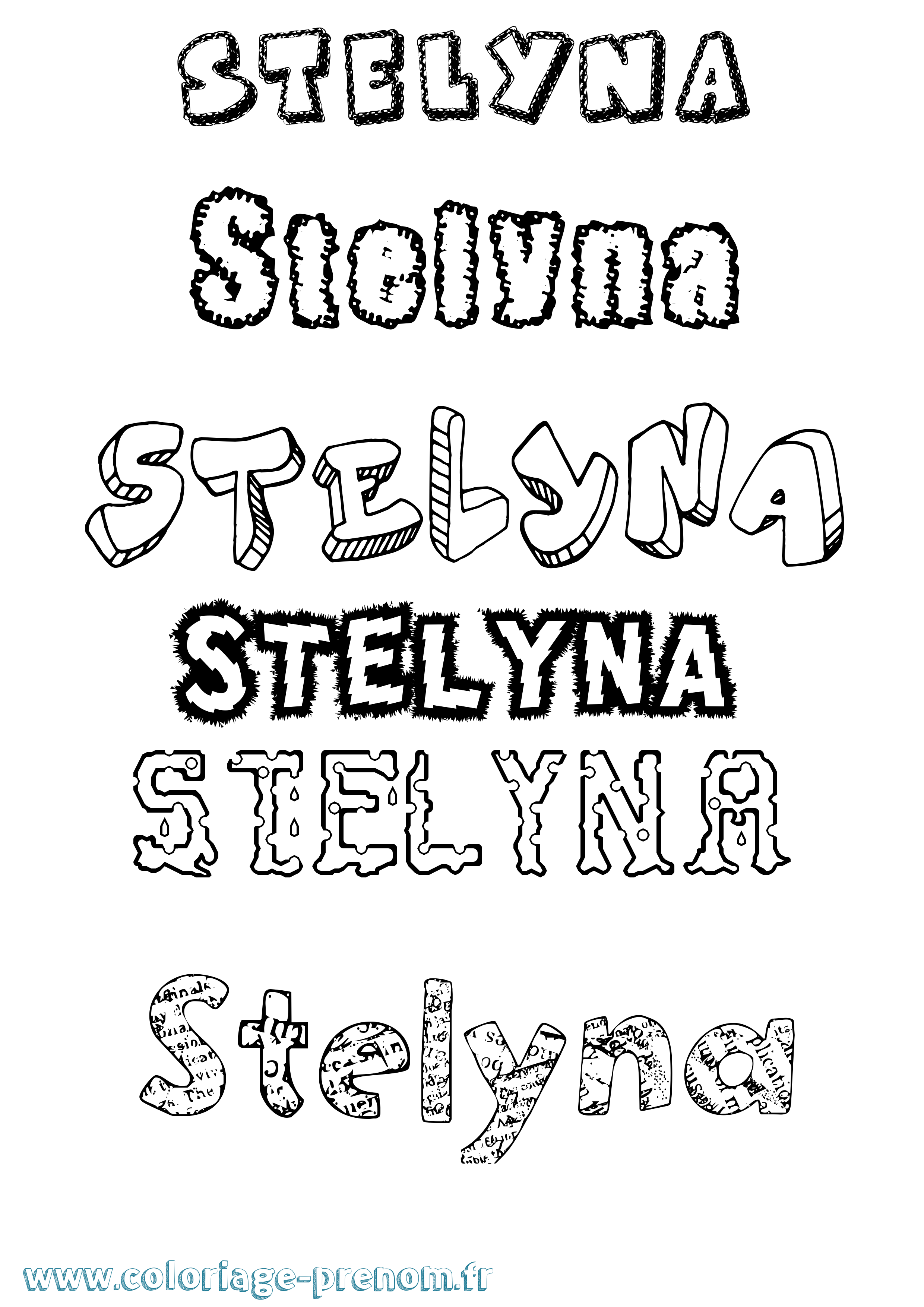 Coloriage Stelyna Destructuré Coloriage prénom Stelyna Destructuré