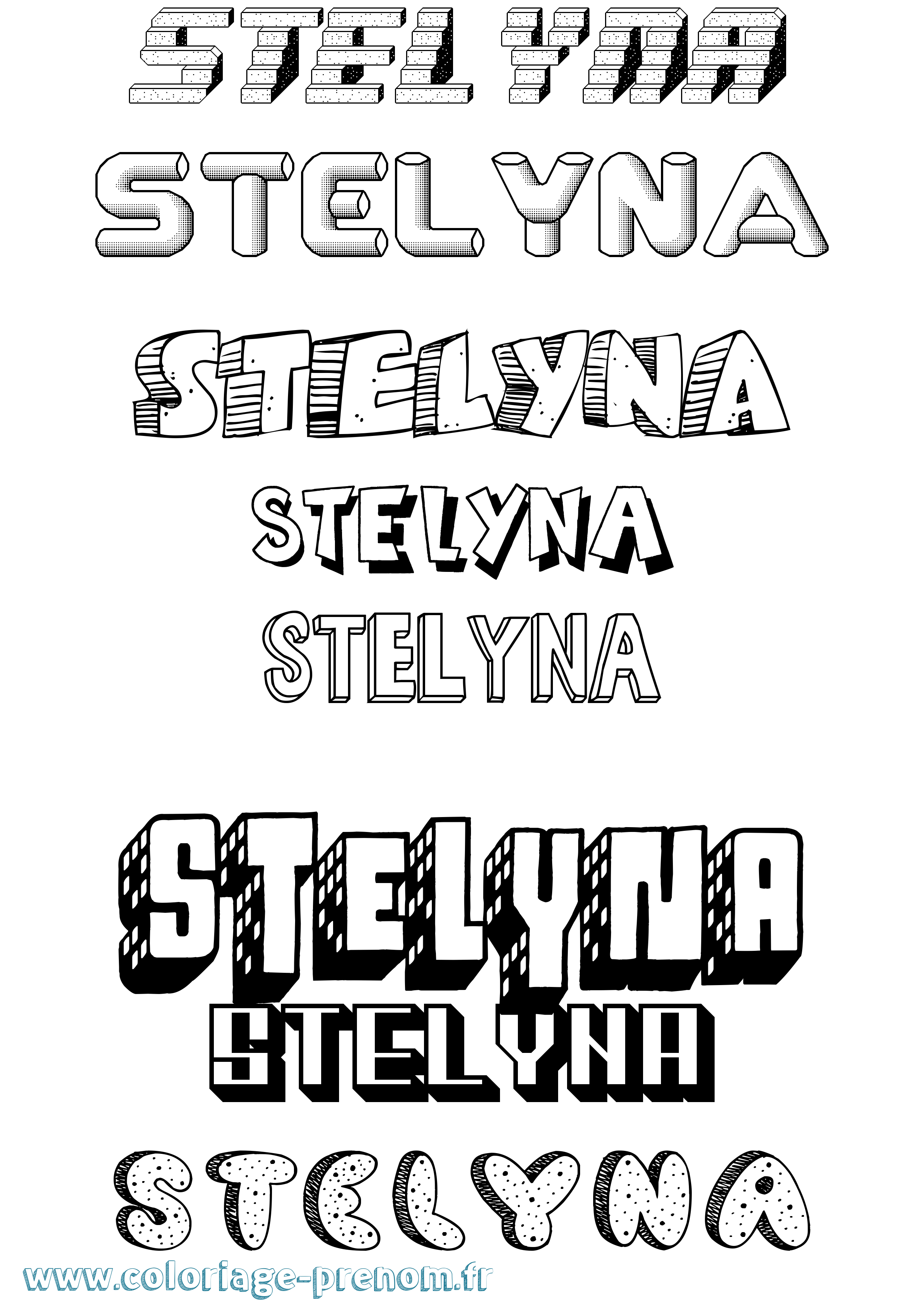 Coloriage Stelyna Effet 3D Coloriage prénom Stelyna Effet 3D
