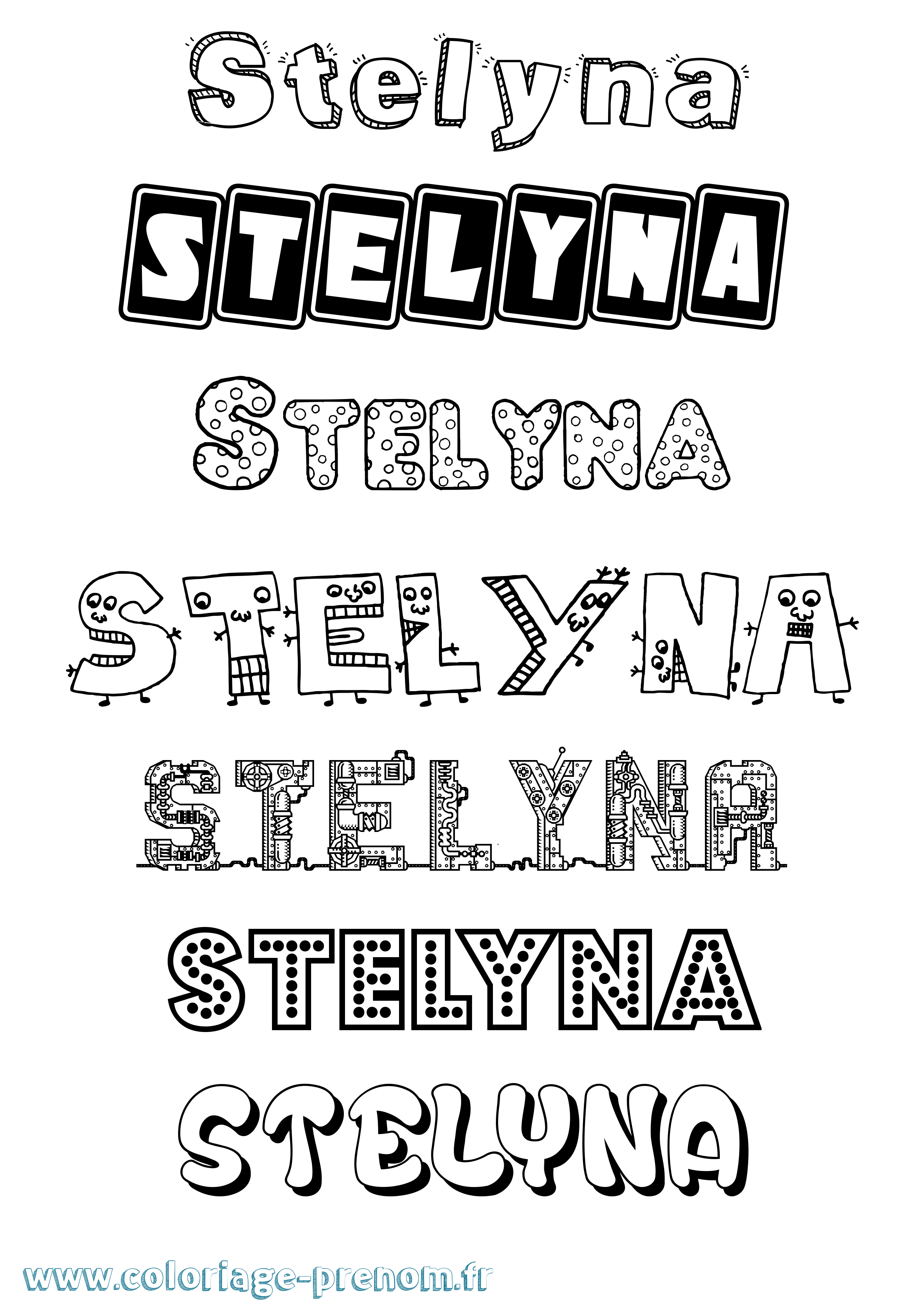 Coloriage Stelyna Fun Coloriage prénom Stelyna Fun