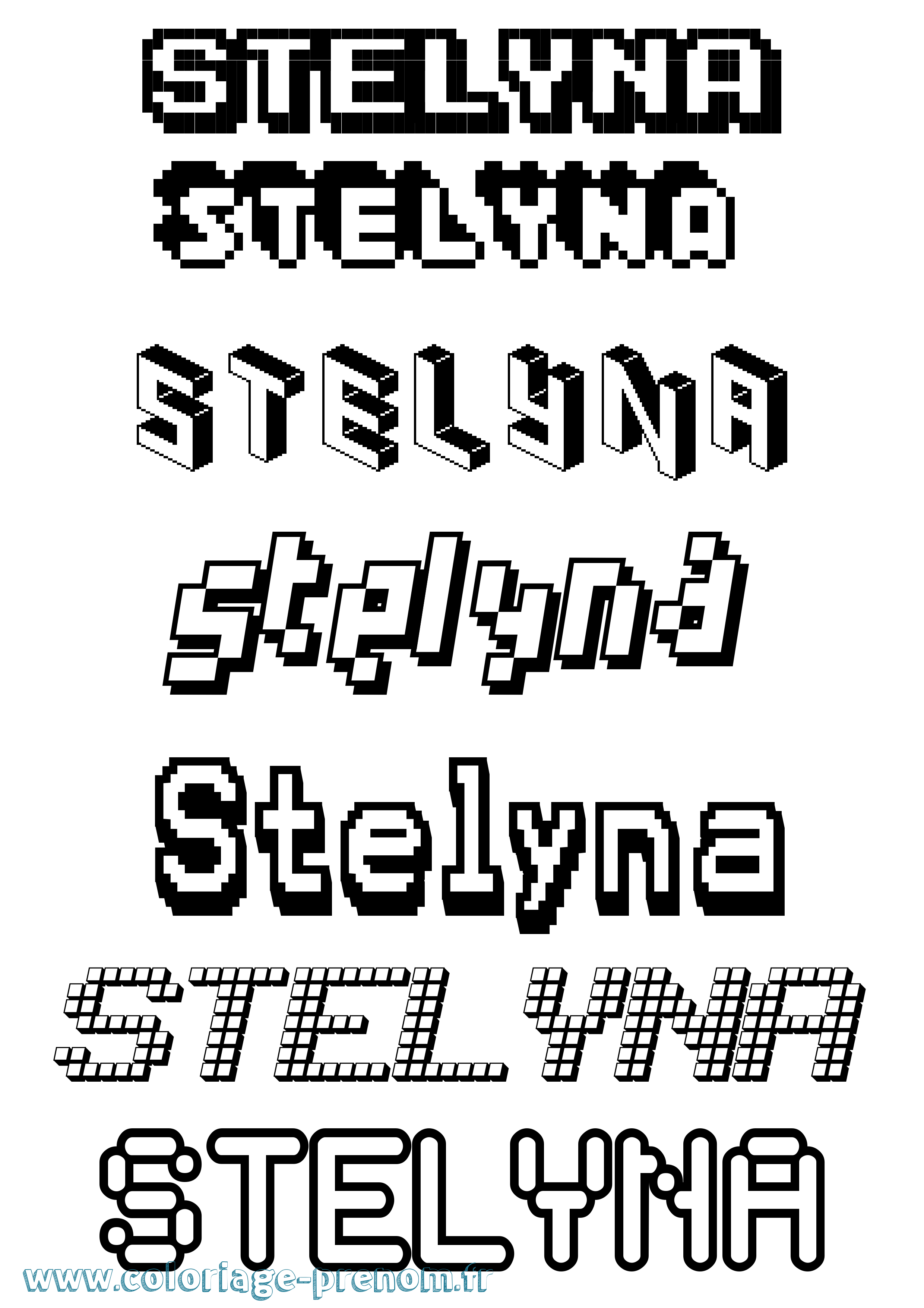 Coloriage Stelyna Pixel Coloriage prénom Stelyna Pixel