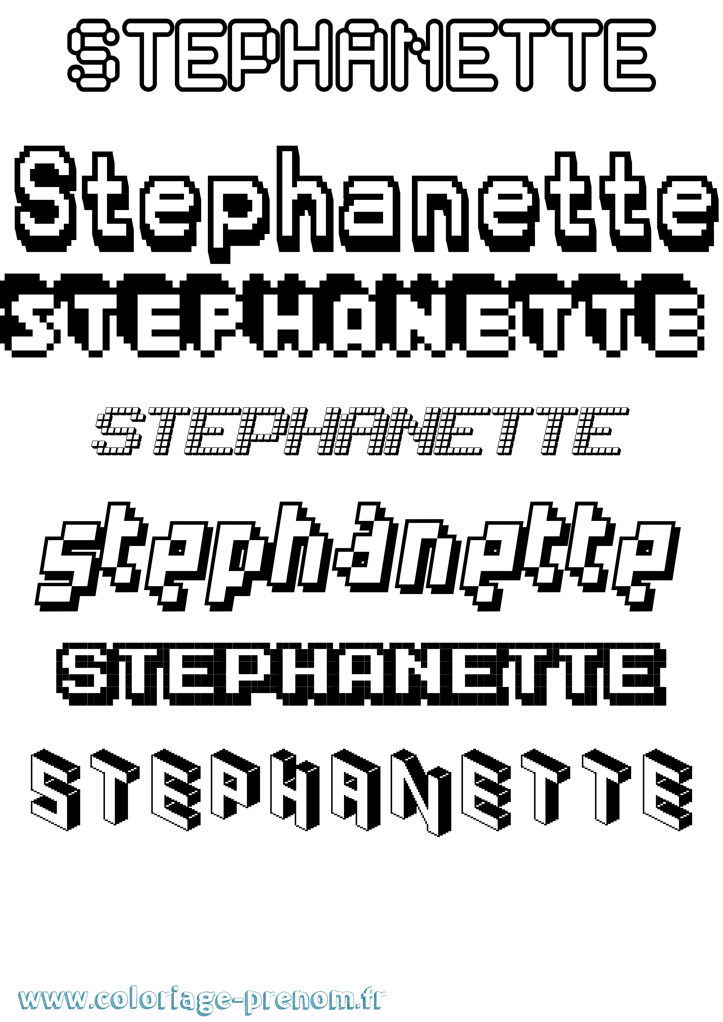 Coloriage Stephanette Pixel Coloriage prénom Stephanette Pixel