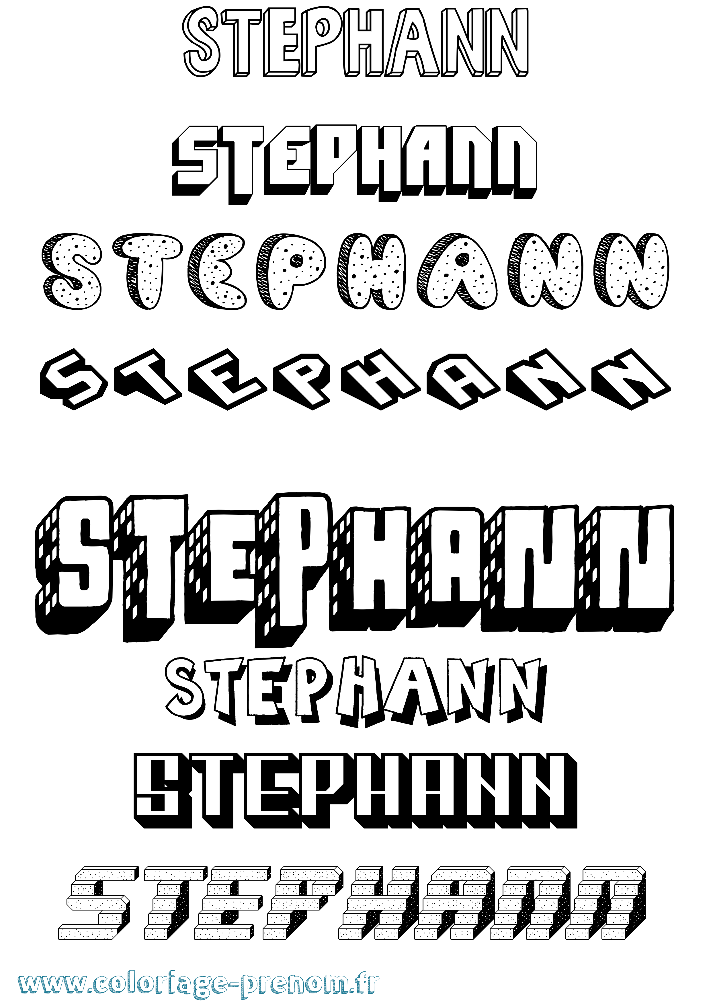Coloriage Stephann Effet 3D Coloriage prénom Stephann Effet 3D