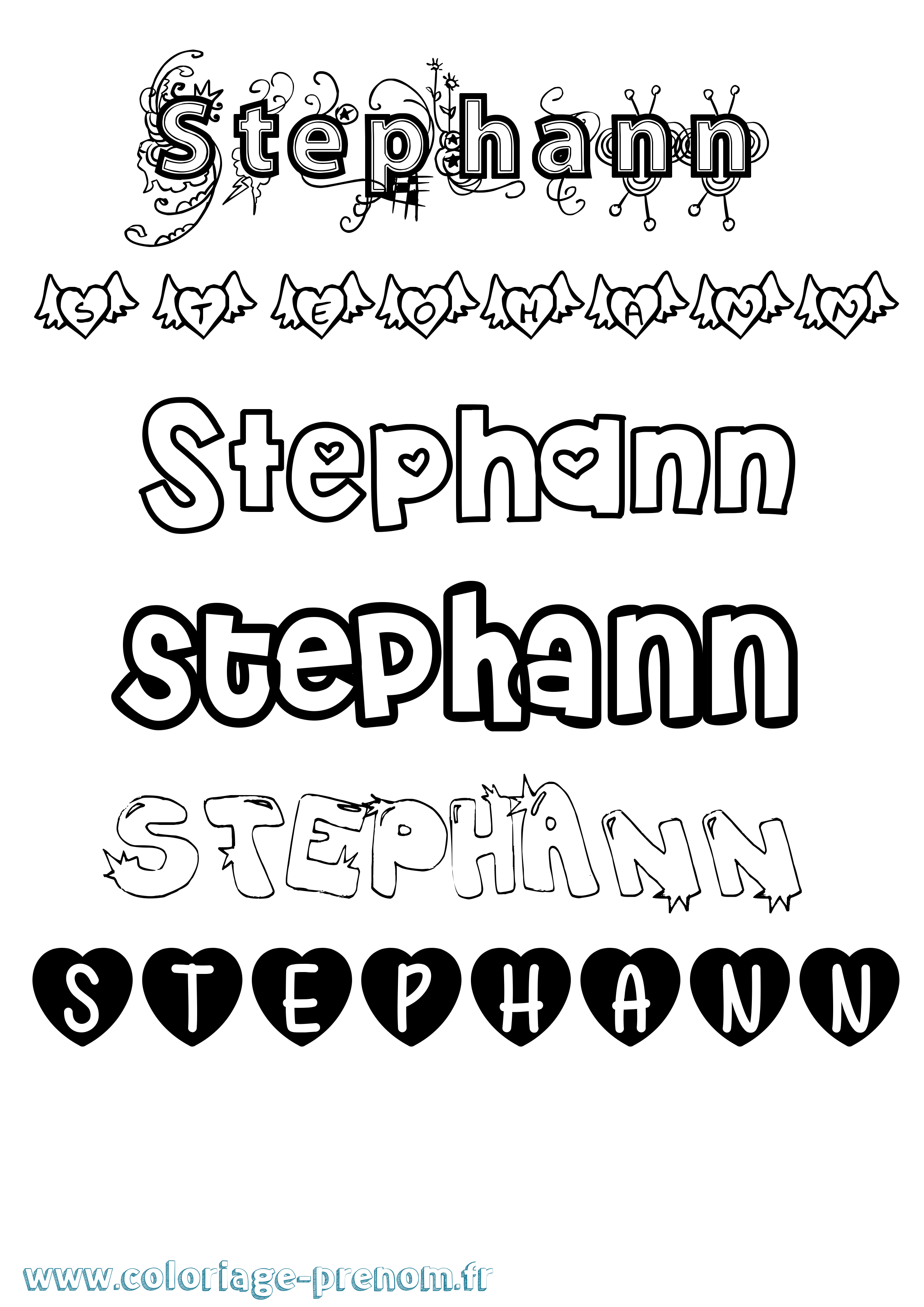 Coloriage Stephann Girly Coloriage prénom Stephann Girly
