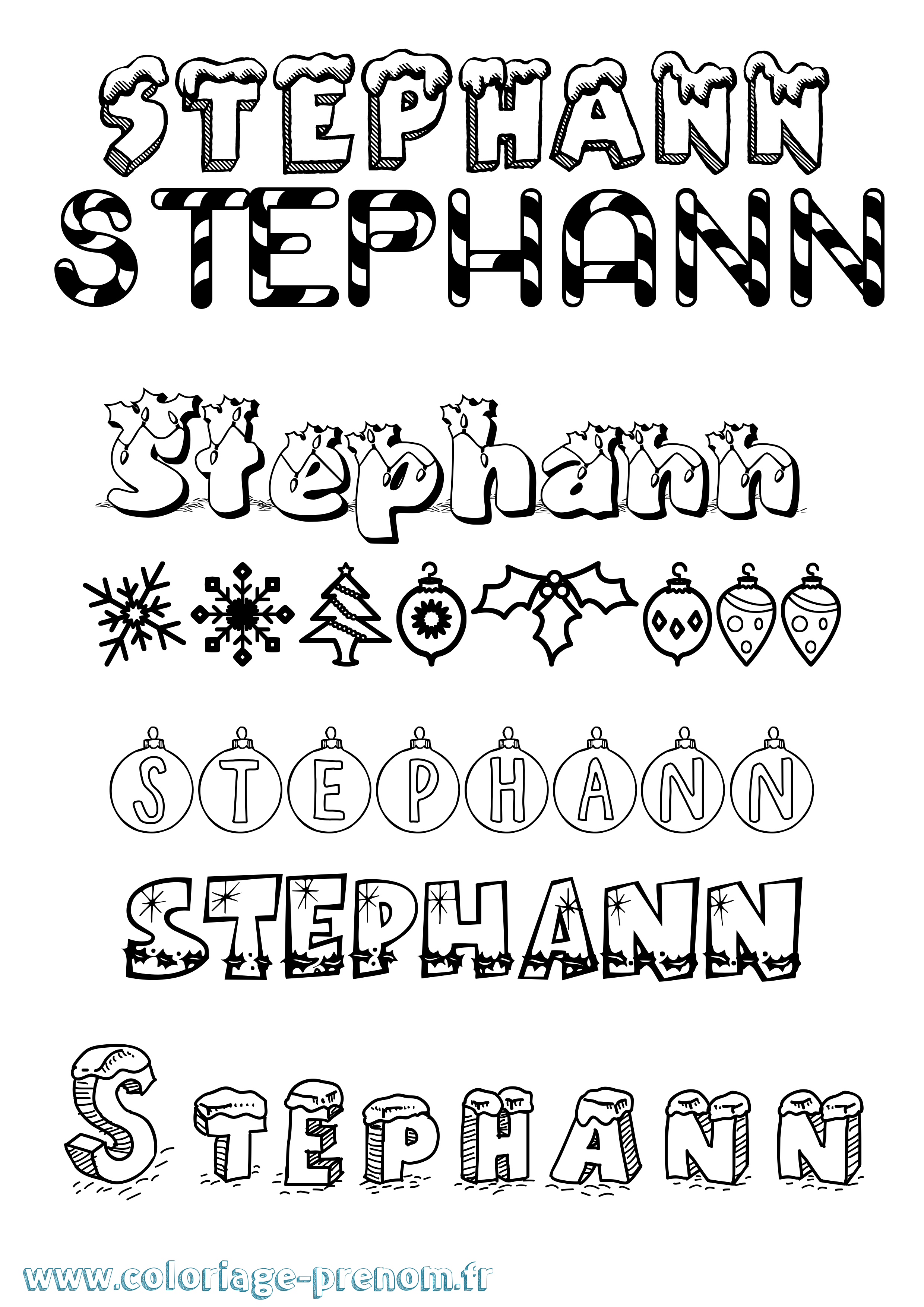 Coloriage Stephann Noël Coloriage prénom Stephann Noël