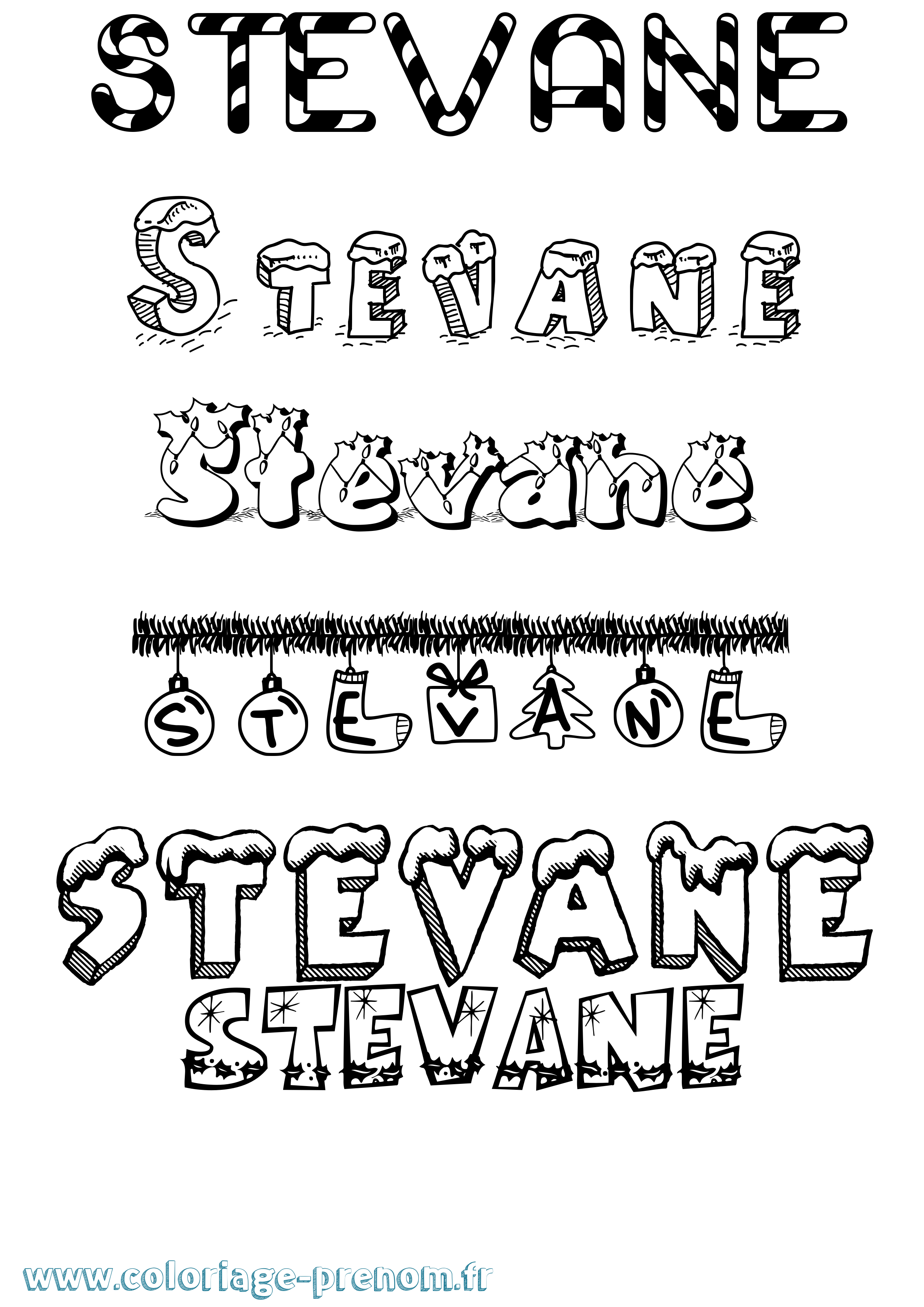 Coloriage Stevane Noël Coloriage prénom Stevane Noël