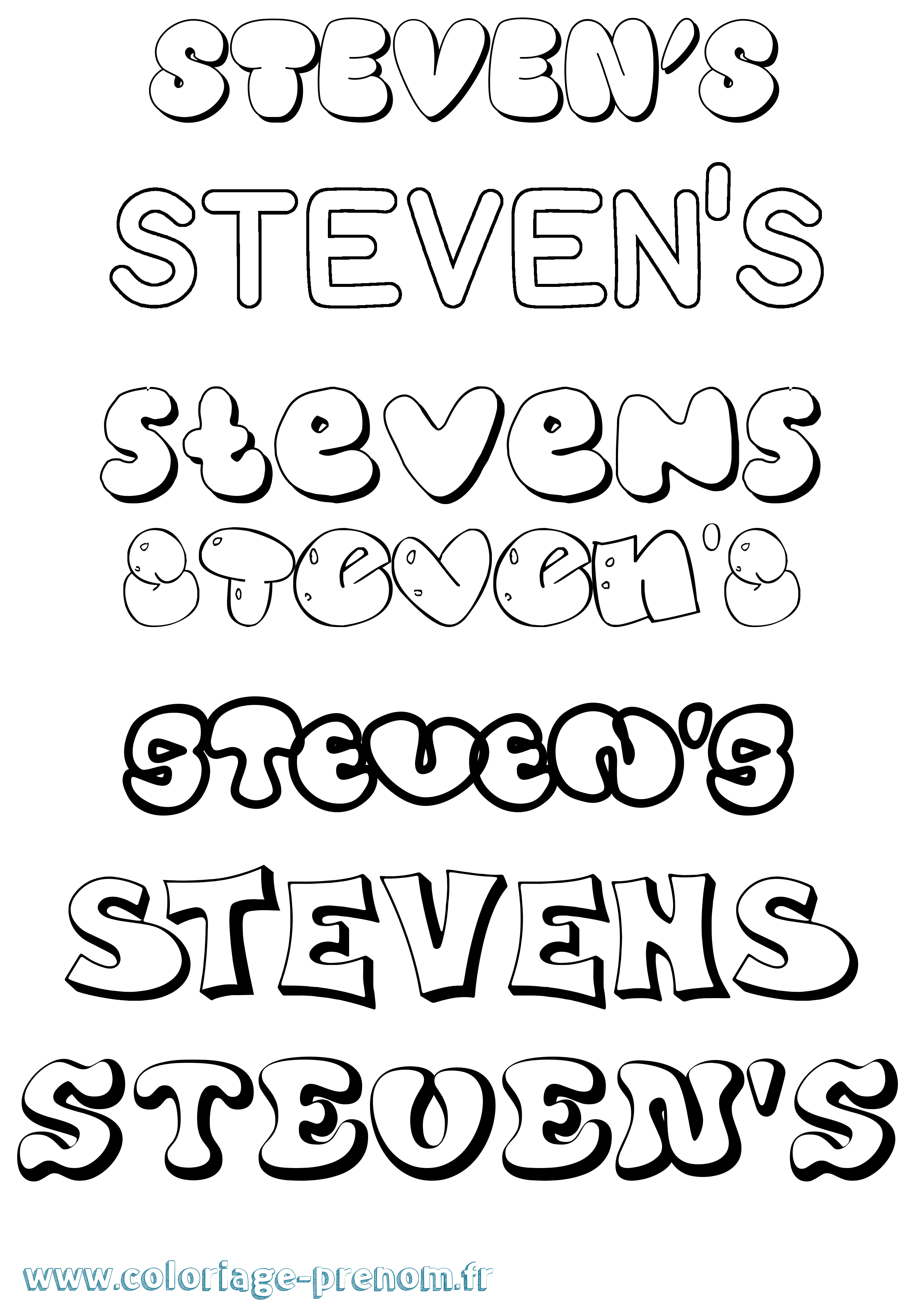 Coloriage Steven'S Bubble Coloriage prénom Steven'S Bubble