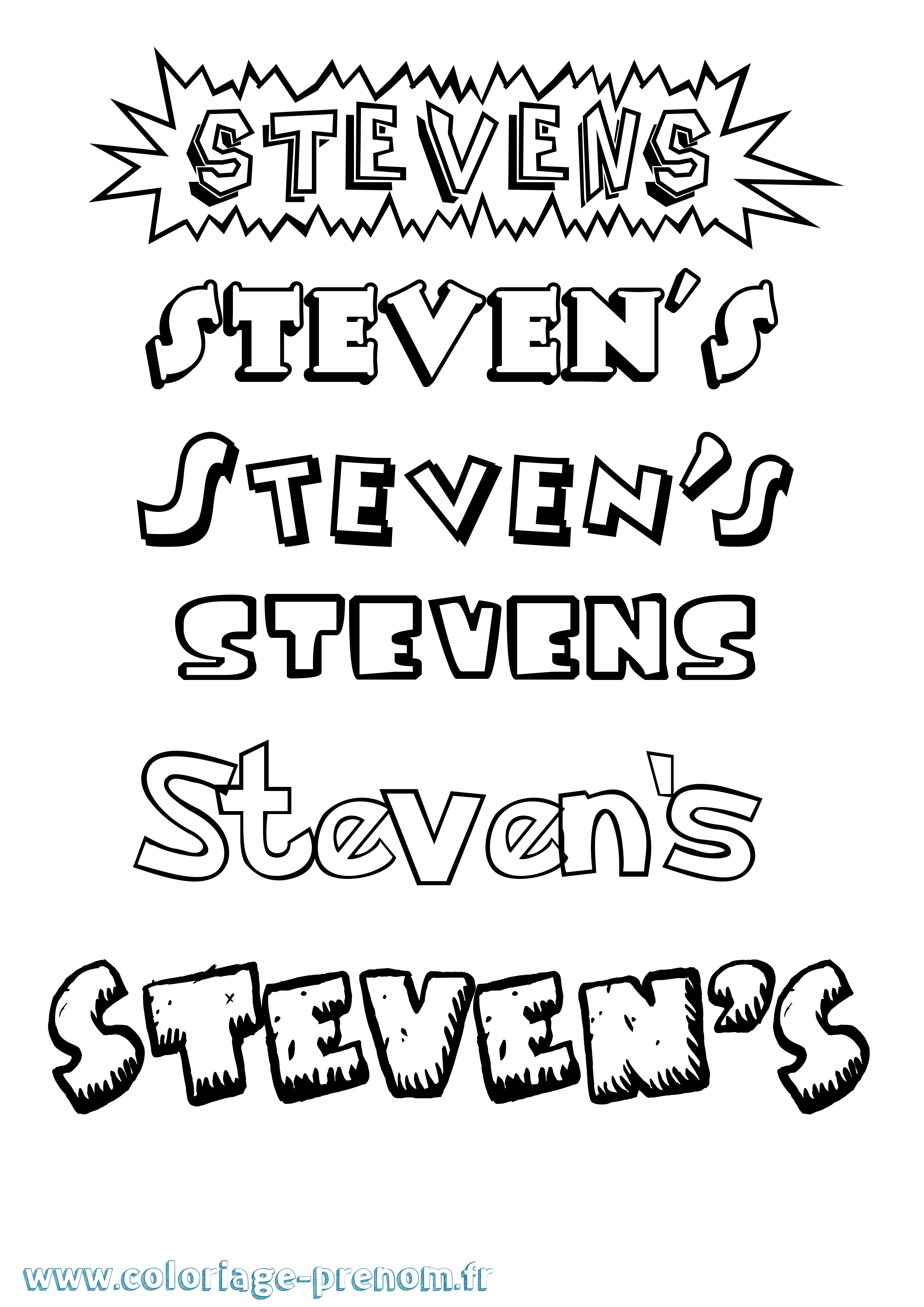 Coloriage Steven'S Dessin Animé Coloriage prénom Steven'S Dessin Animé