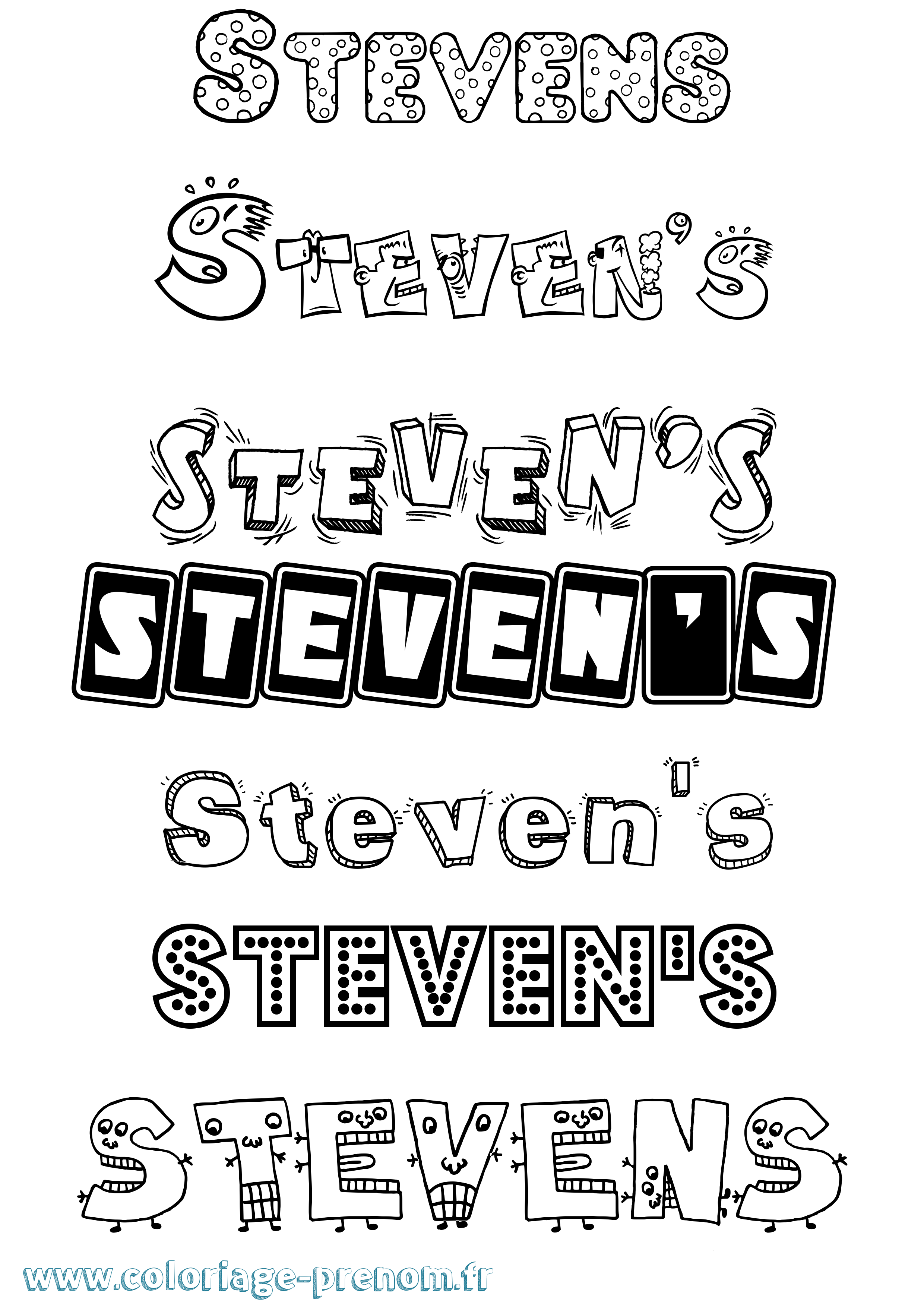 Coloriage Steven'S Fun Coloriage prénom Steven'S Fun
