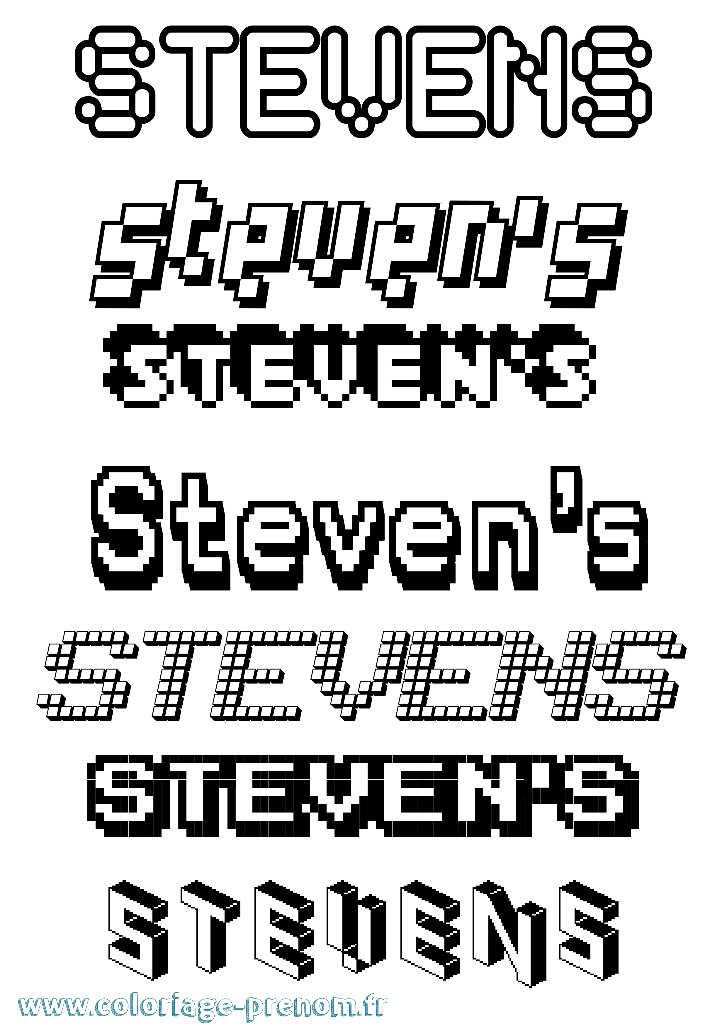 Coloriage Steven'S Pixel Coloriage prénom Steven'S Pixel