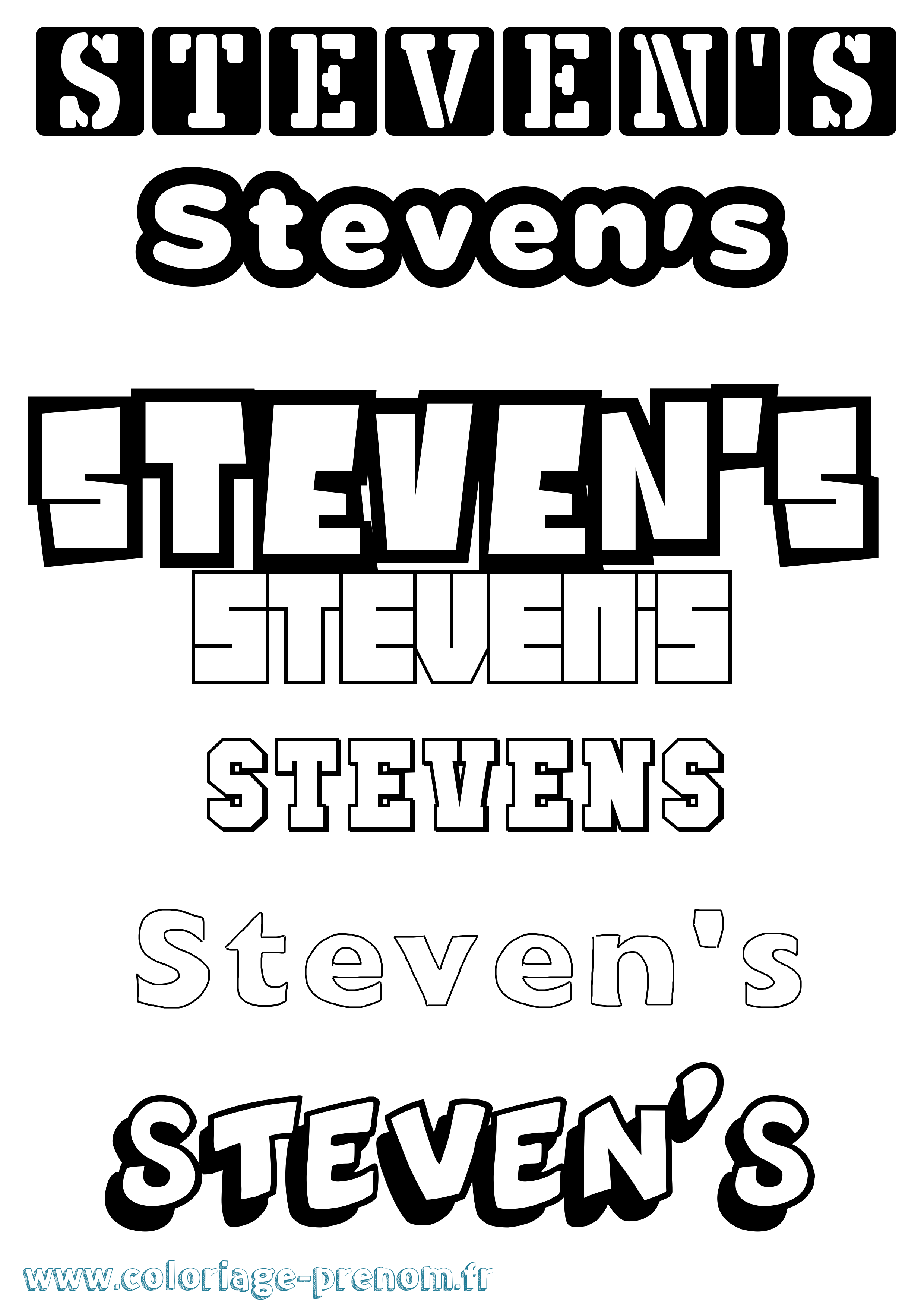 Coloriage Steven'S Simple Coloriage prénom Steven'S Simple