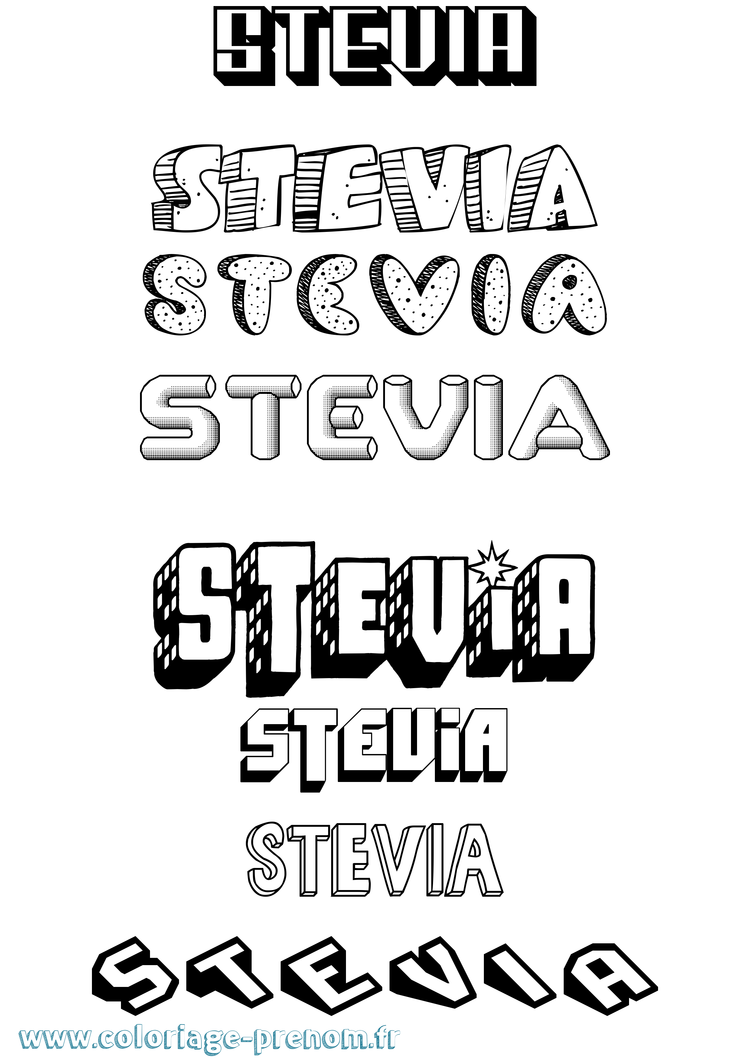 Coloriage Stevia Effet 3D Coloriage prénom Stevia Effet 3D