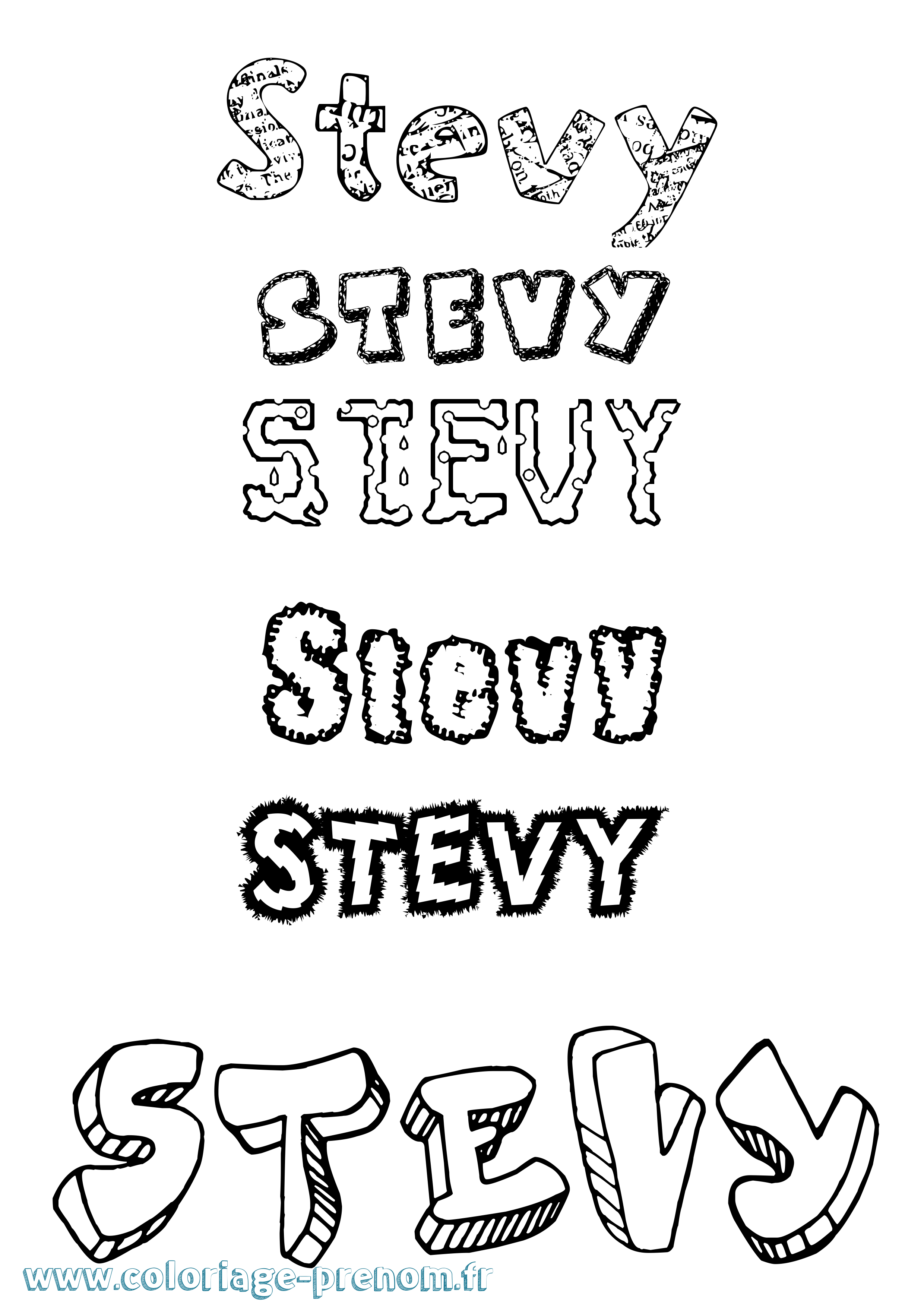 Coloriage Stevy Destructuré Coloriage prénom Stevy Destructuré