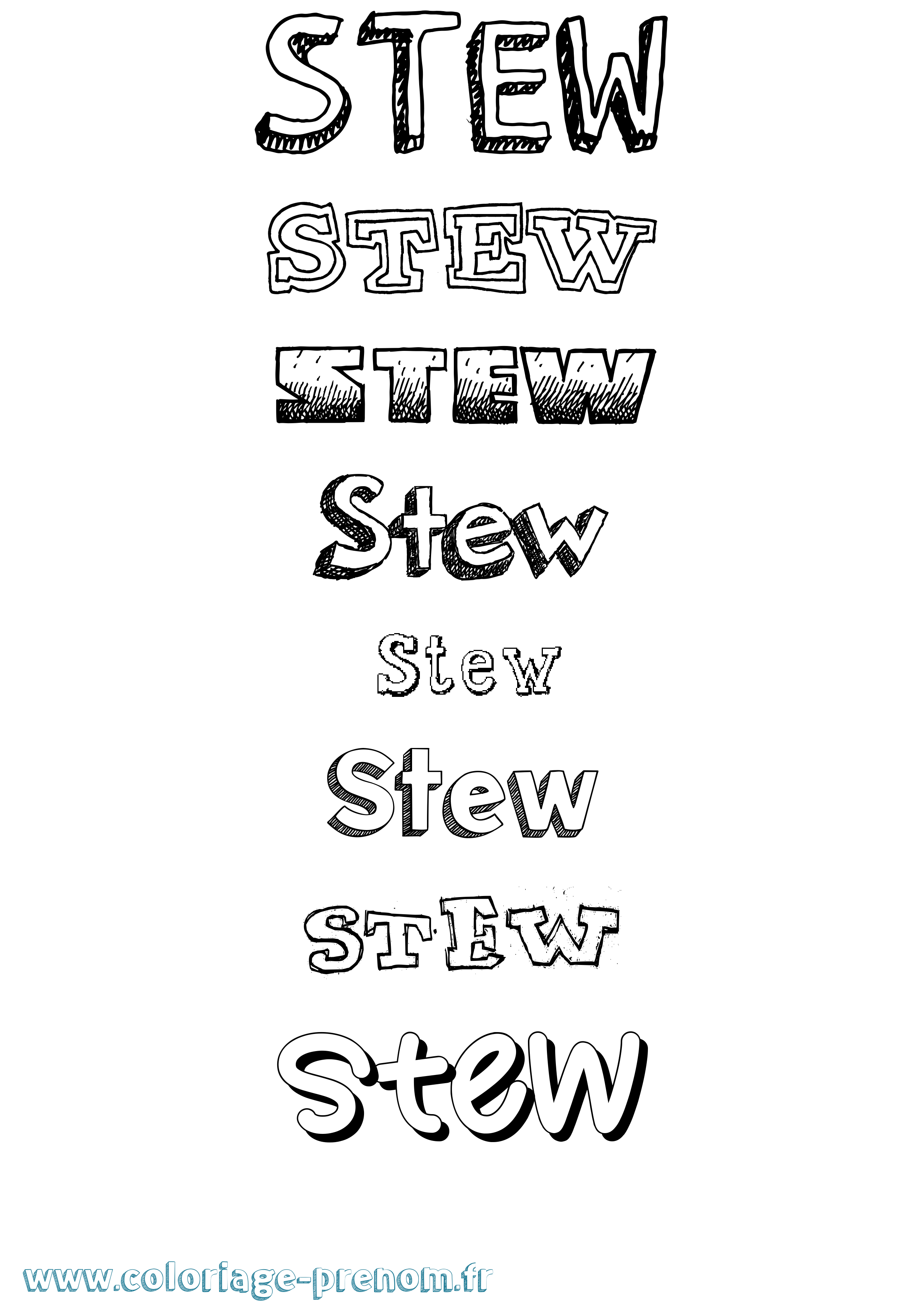 Coloriage Stew Dessiné Coloriage prénom Stew Dessiné