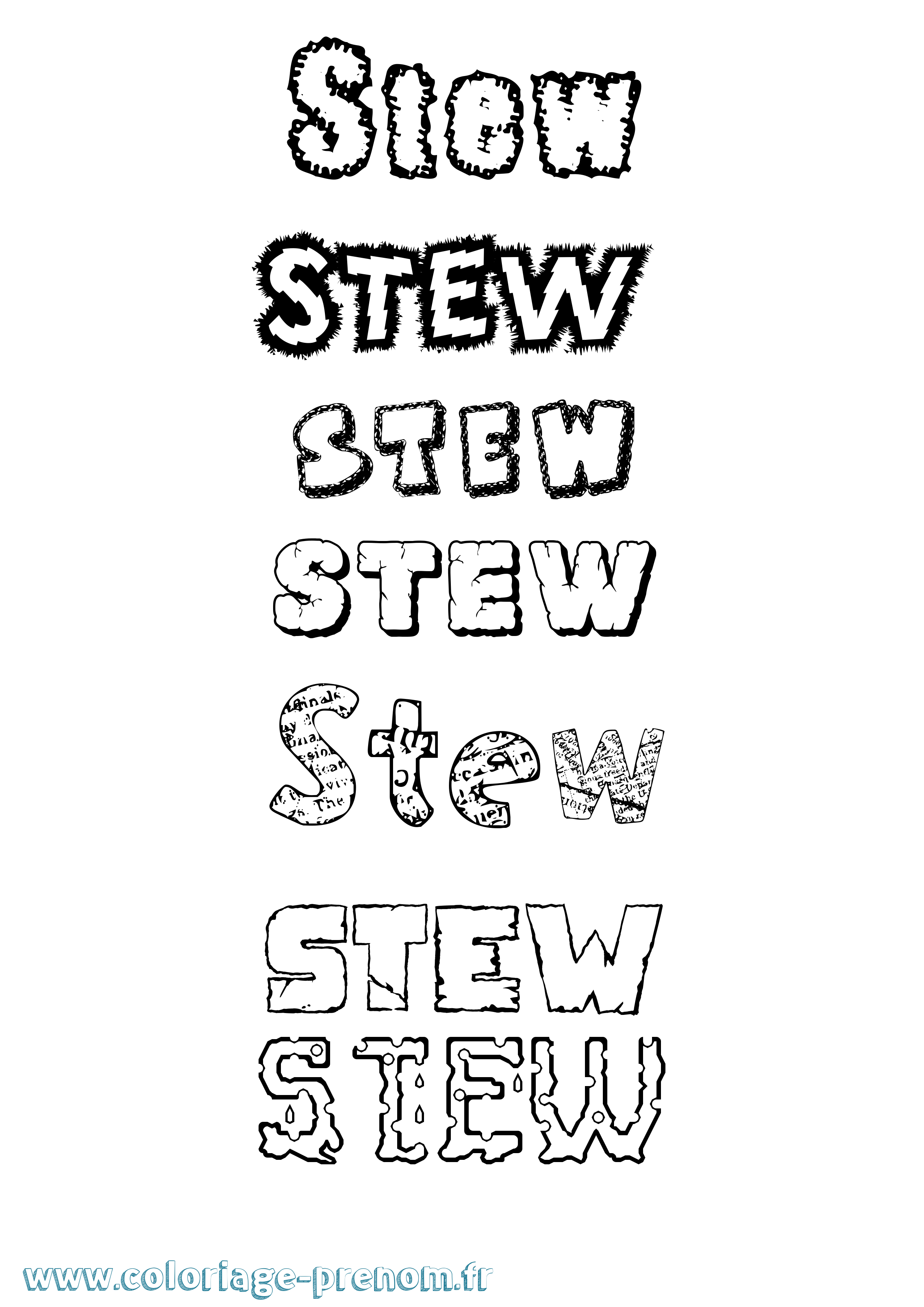 Coloriage Stew Destructuré Coloriage prénom Stew Destructuré