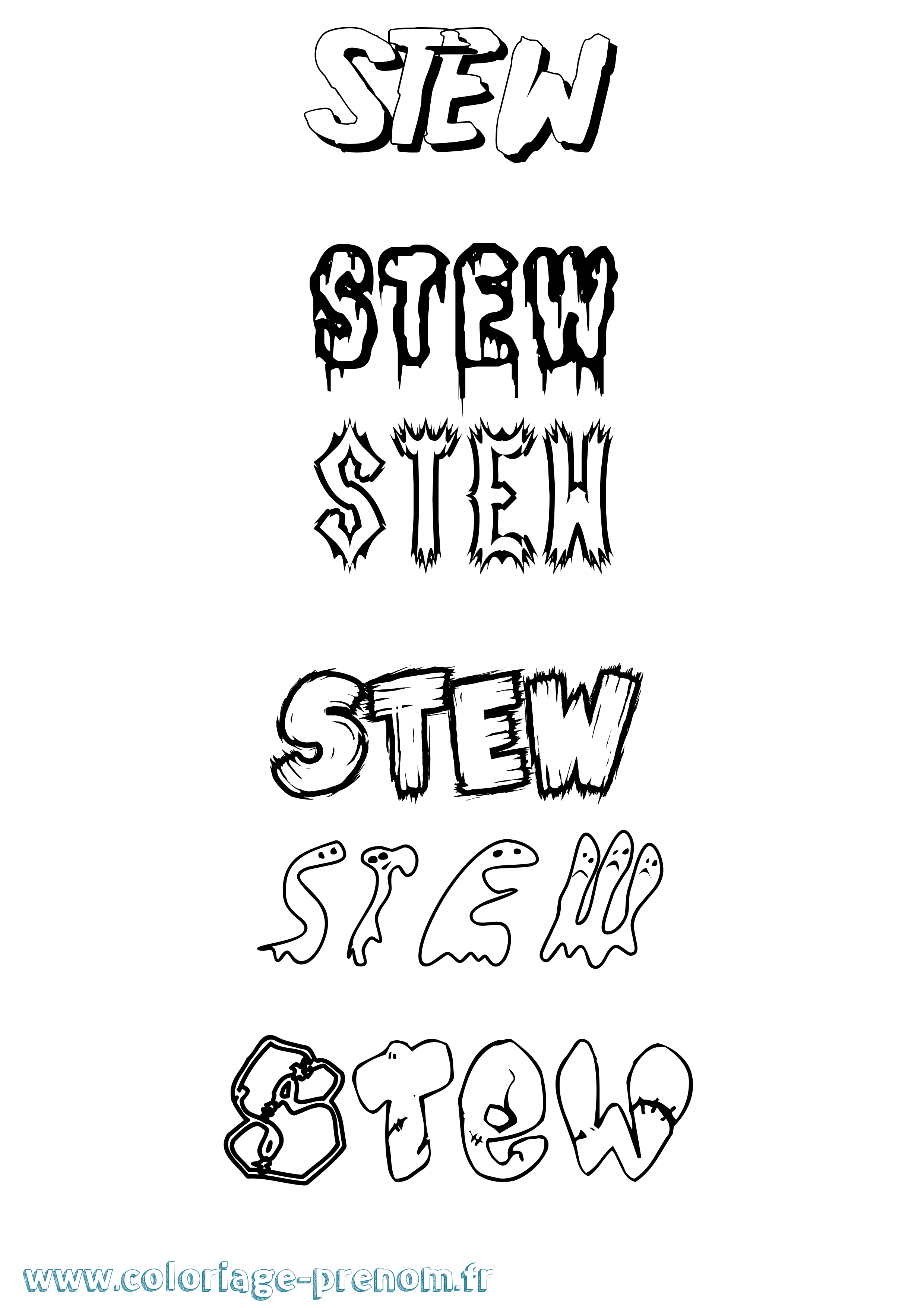 Coloriage Stew Frisson Coloriage prénom Stew Frisson