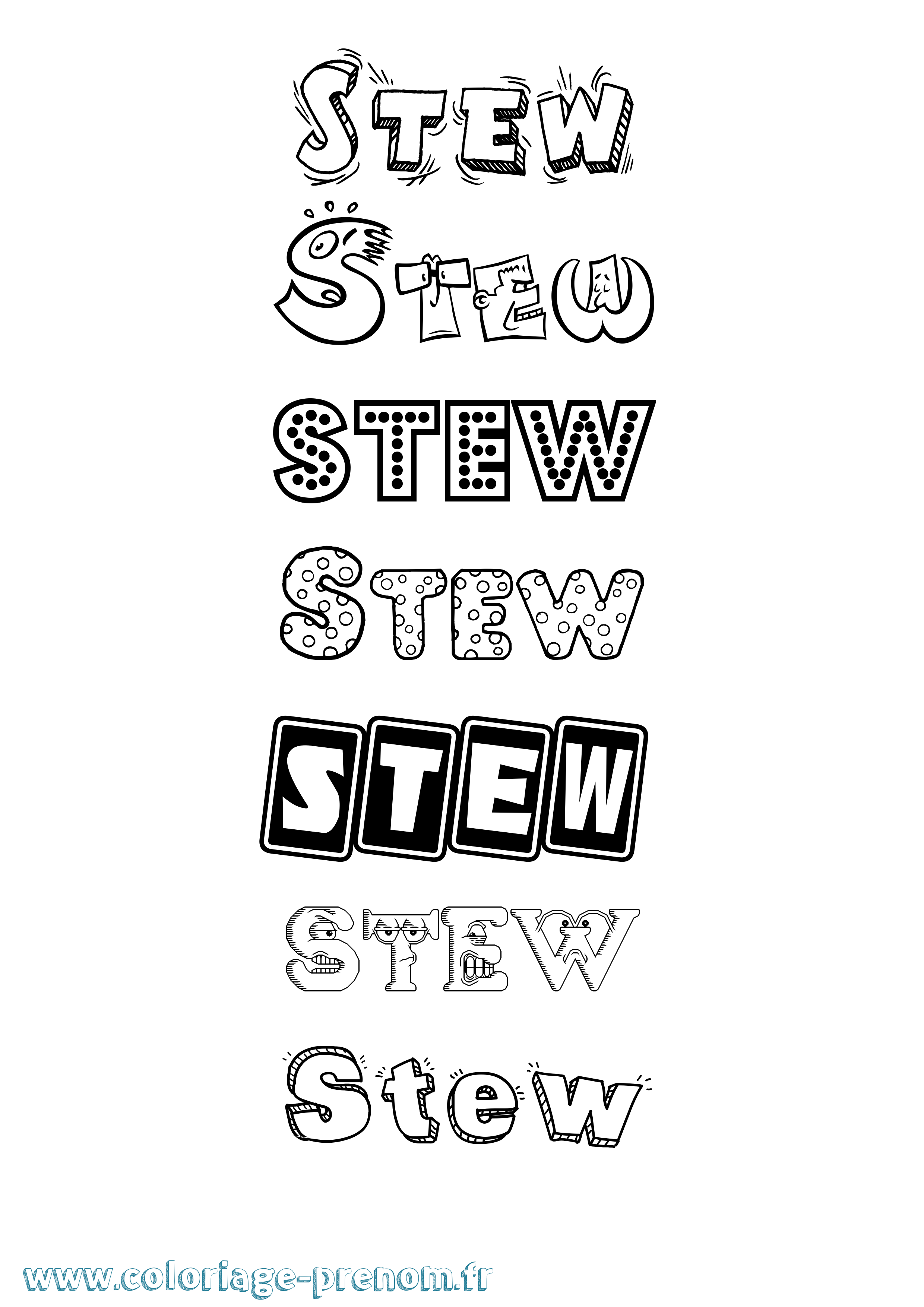 Coloriage Stew Fun Coloriage prénom Stew Fun