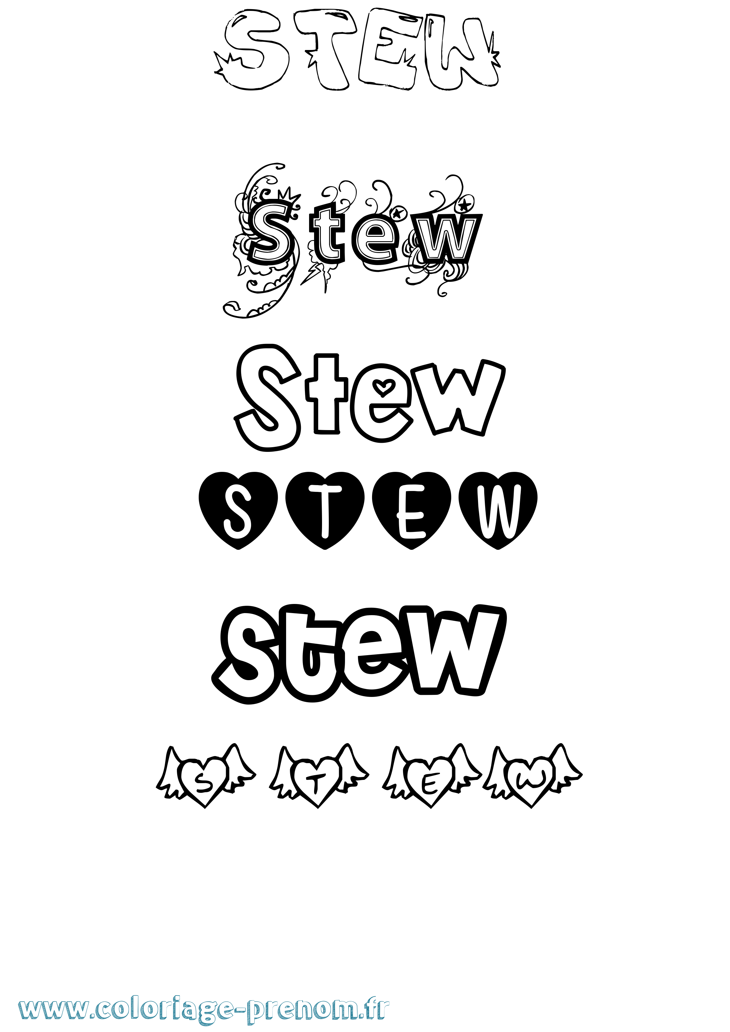 Coloriage Stew Girly Coloriage prénom Stew Girly
