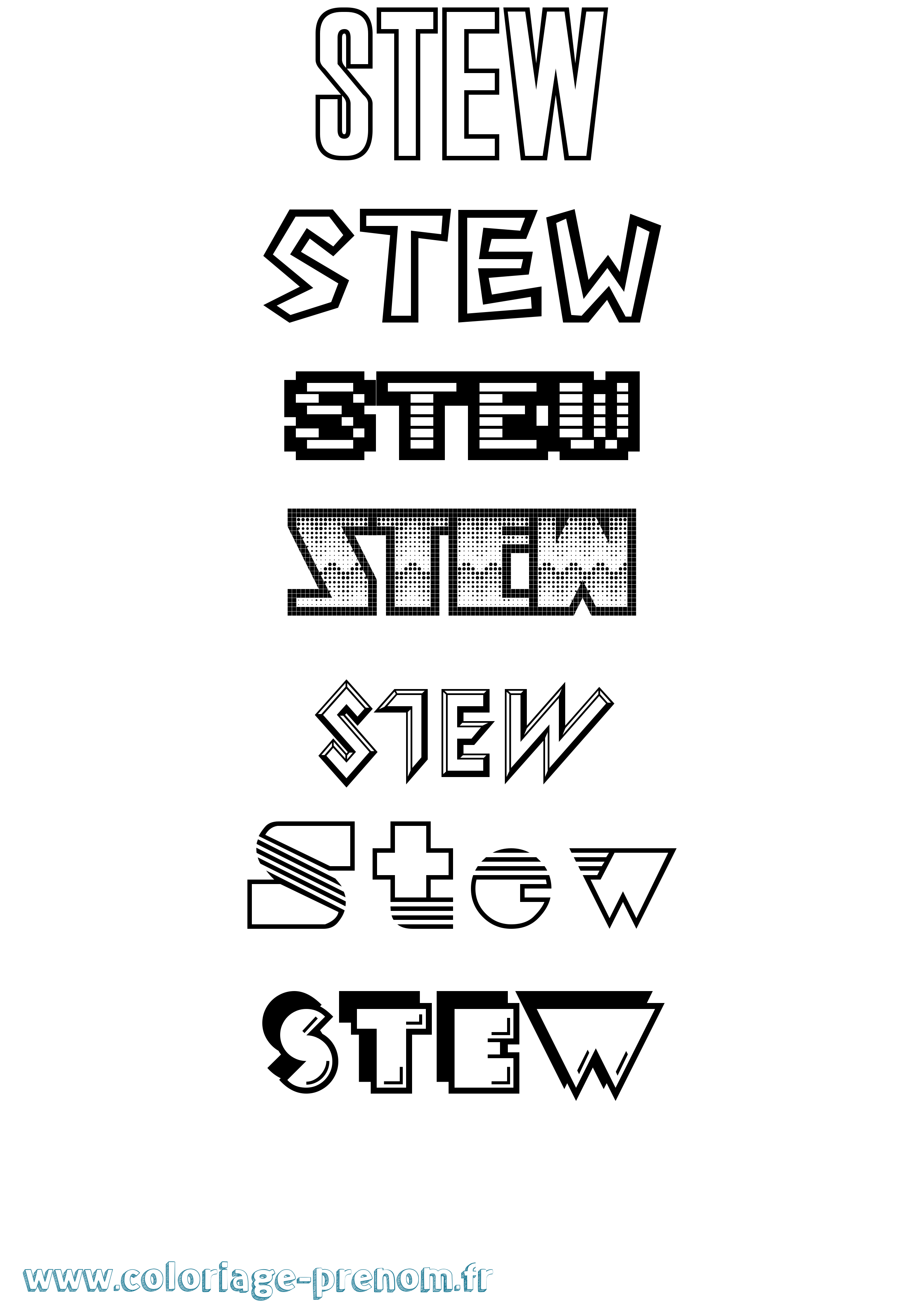 Coloriage Stew Jeux Vidéos Coloriage prénom Stew Jeux Vidéos