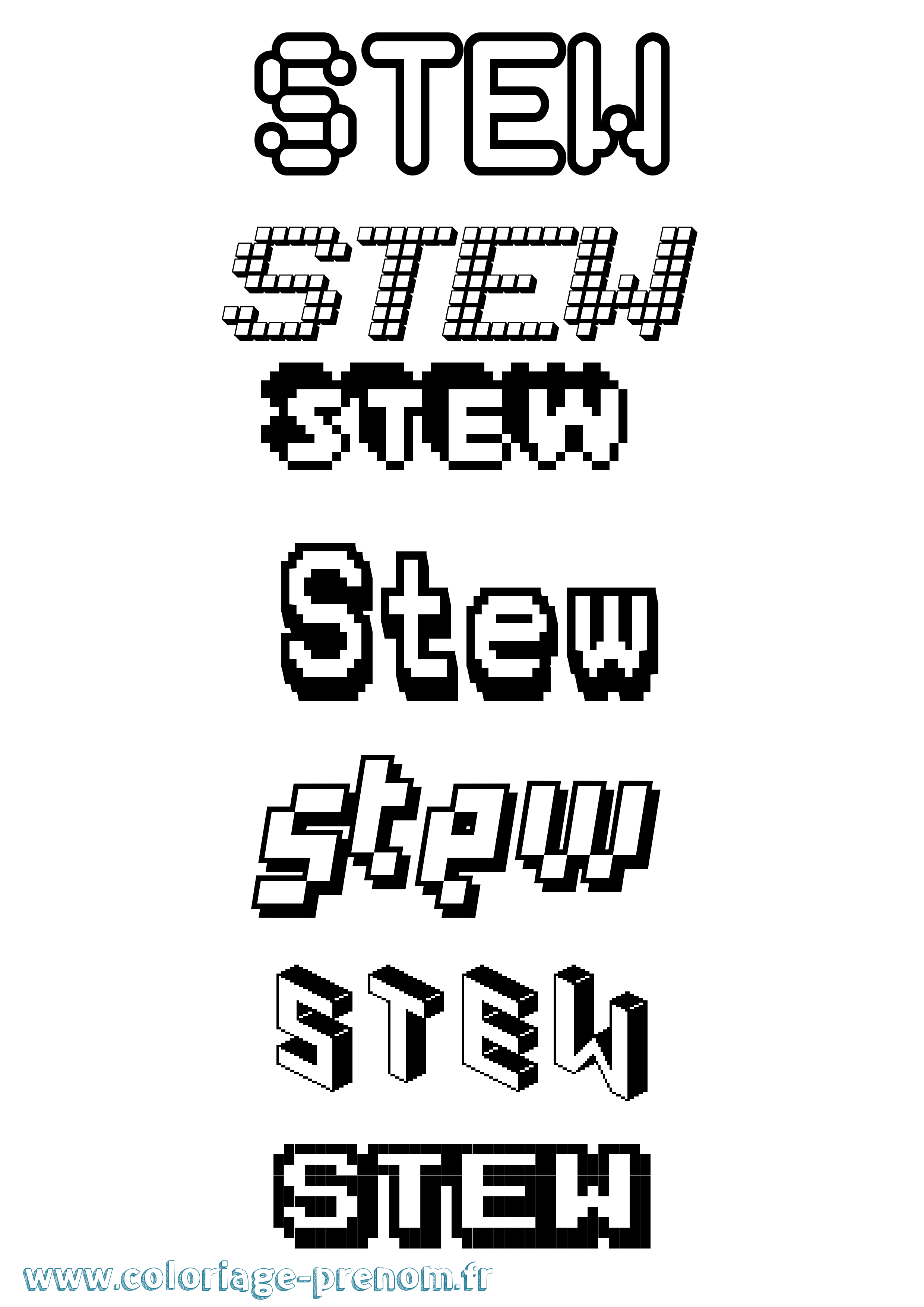 Coloriage Stew Pixel Coloriage prénom Stew Pixel