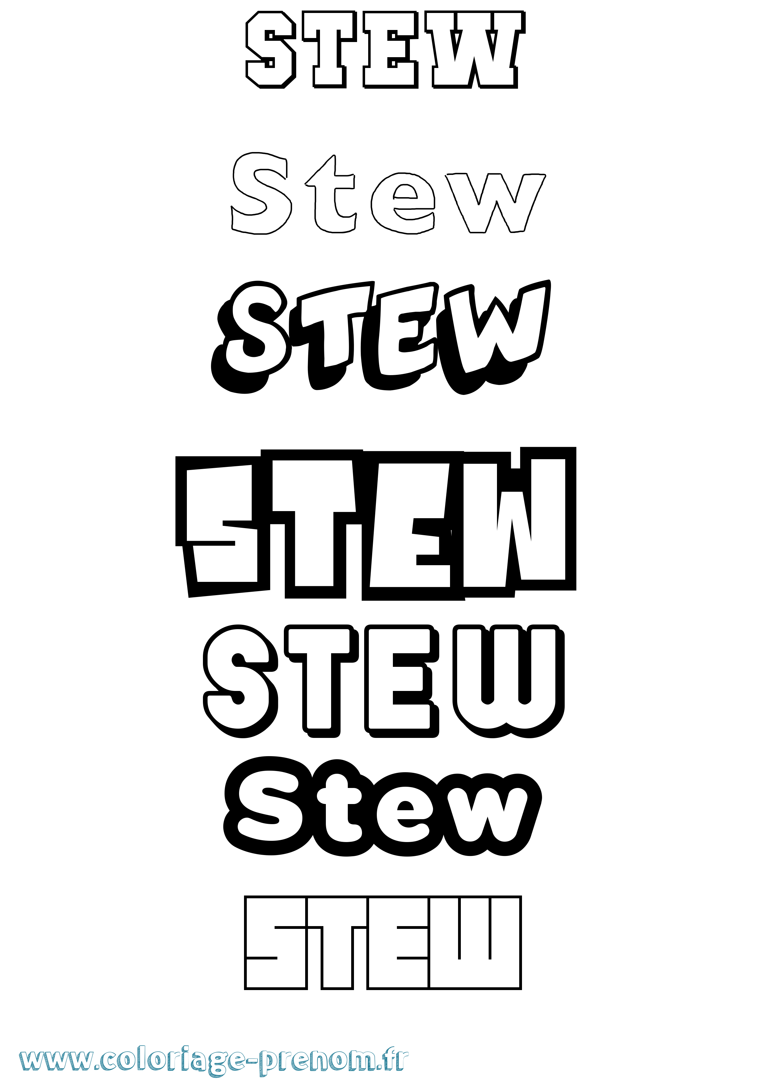 Coloriage Stew Simple Coloriage prénom Stew Simple