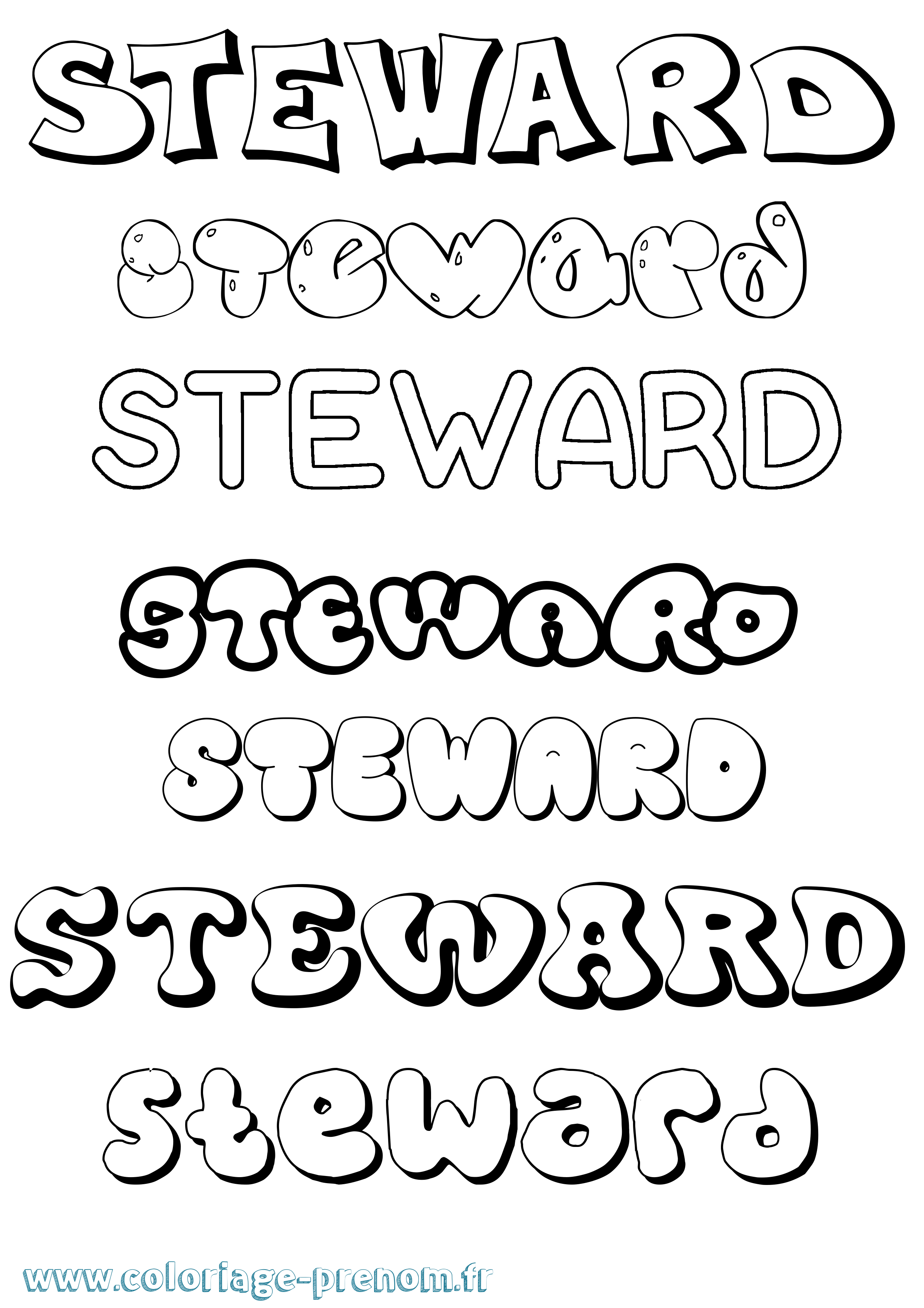 Coloriage Steward Bubble Coloriage prénom Steward Bubble