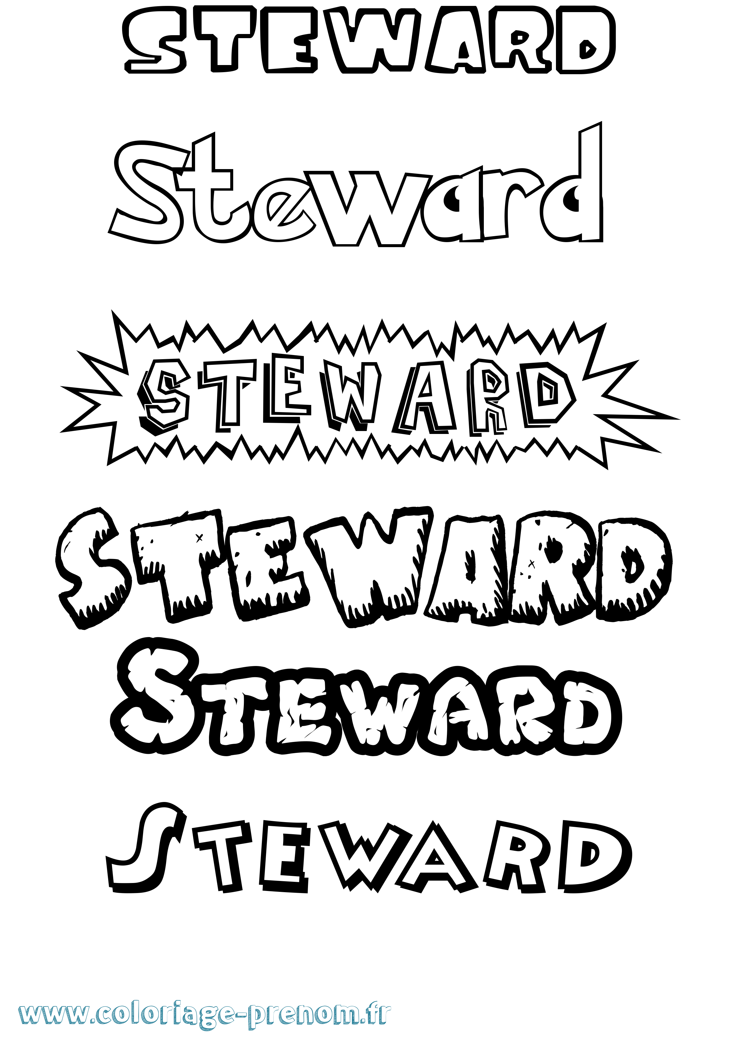Coloriage Steward Dessin Animé Coloriage prénom Steward Dessin Animé