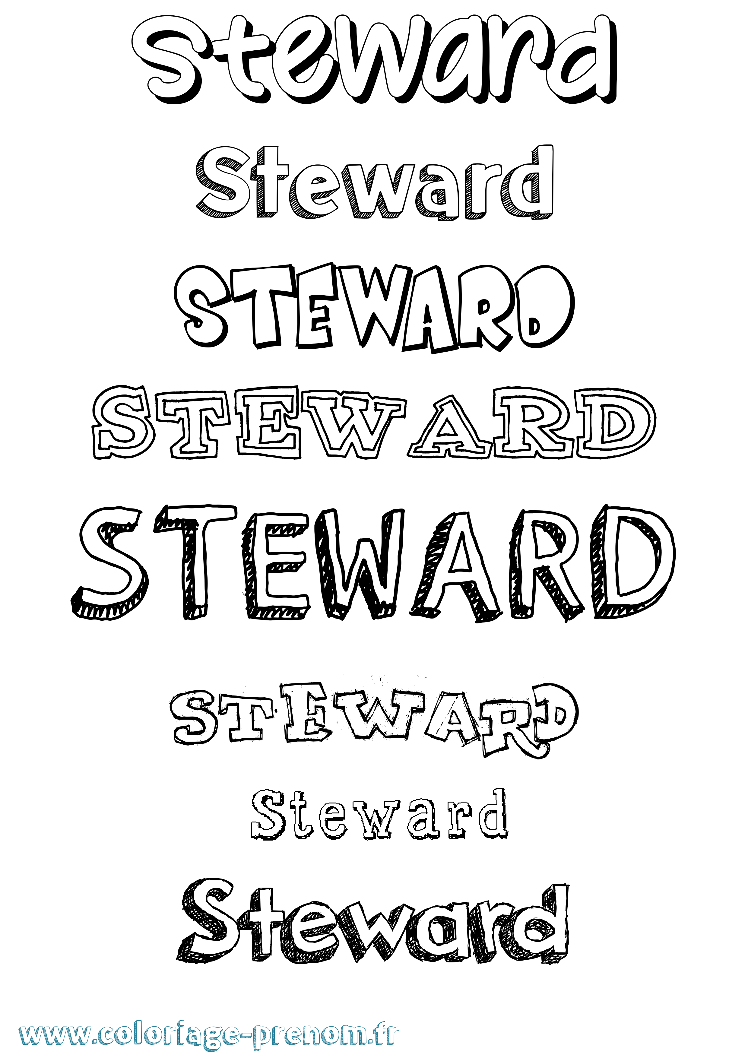 Coloriage Steward Dessiné Coloriage prénom Steward Dessiné