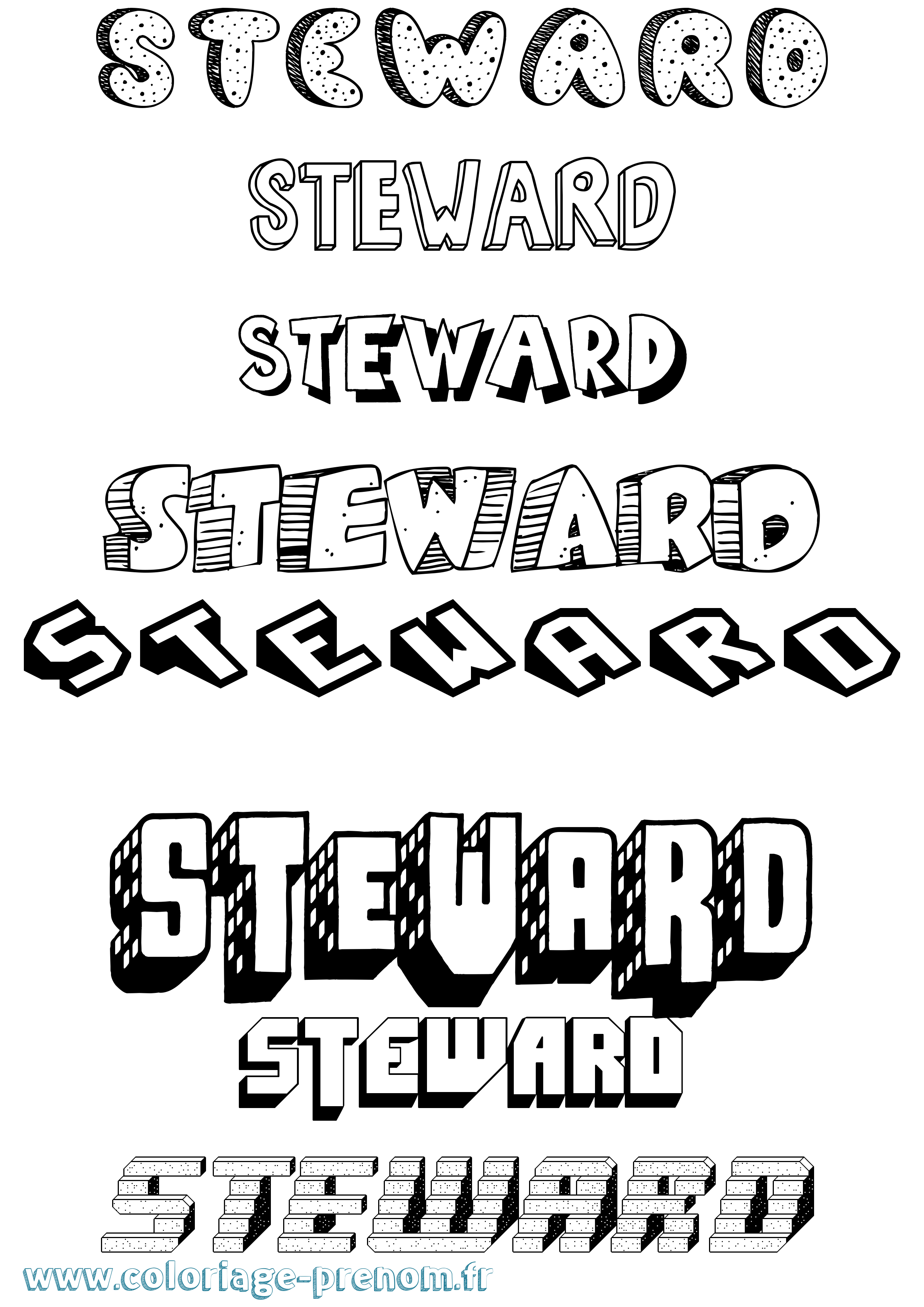 Coloriage Steward Effet 3D Coloriage prénom Steward Effet 3D