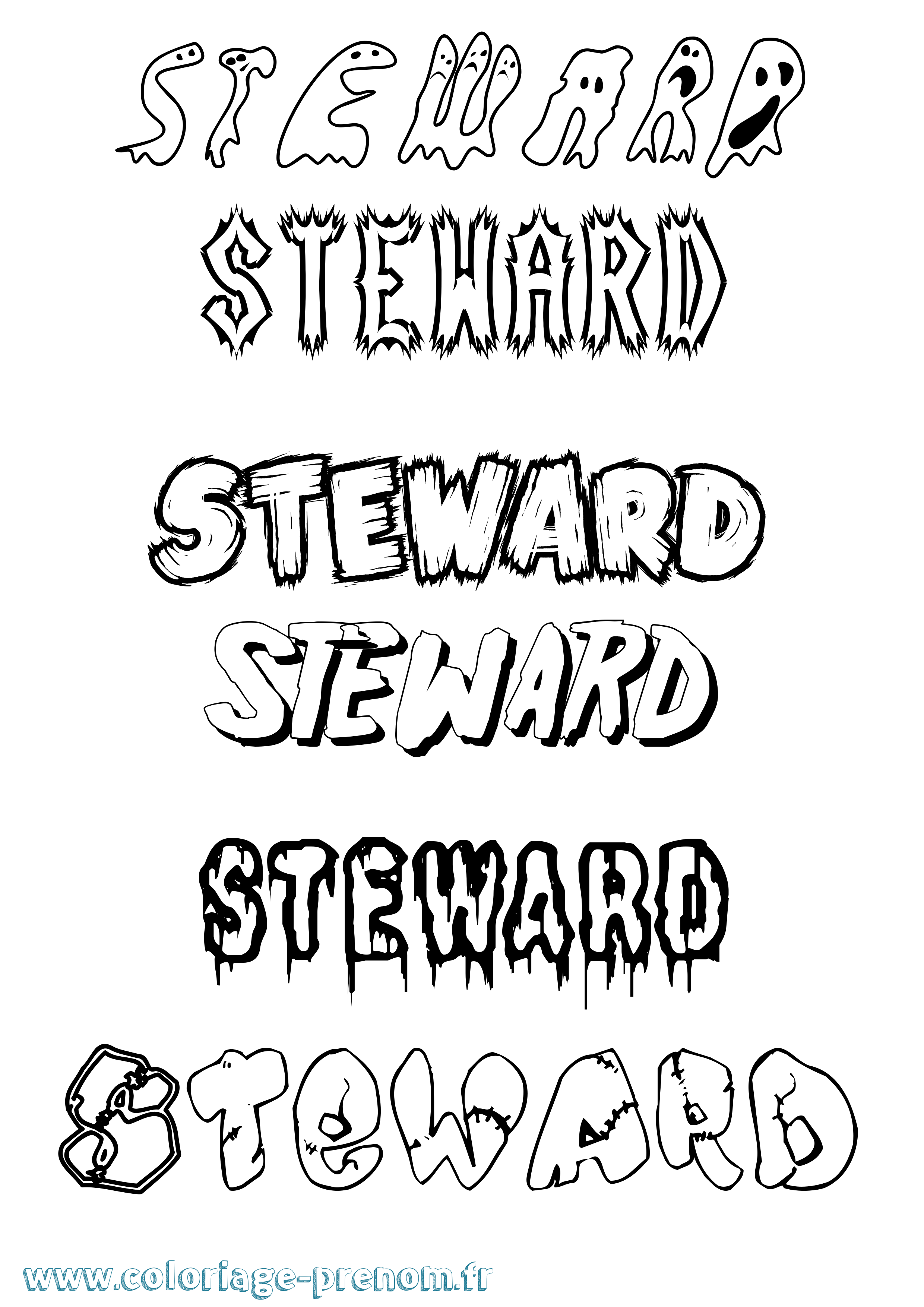 Coloriage Steward Frisson Coloriage prénom Steward Frisson
