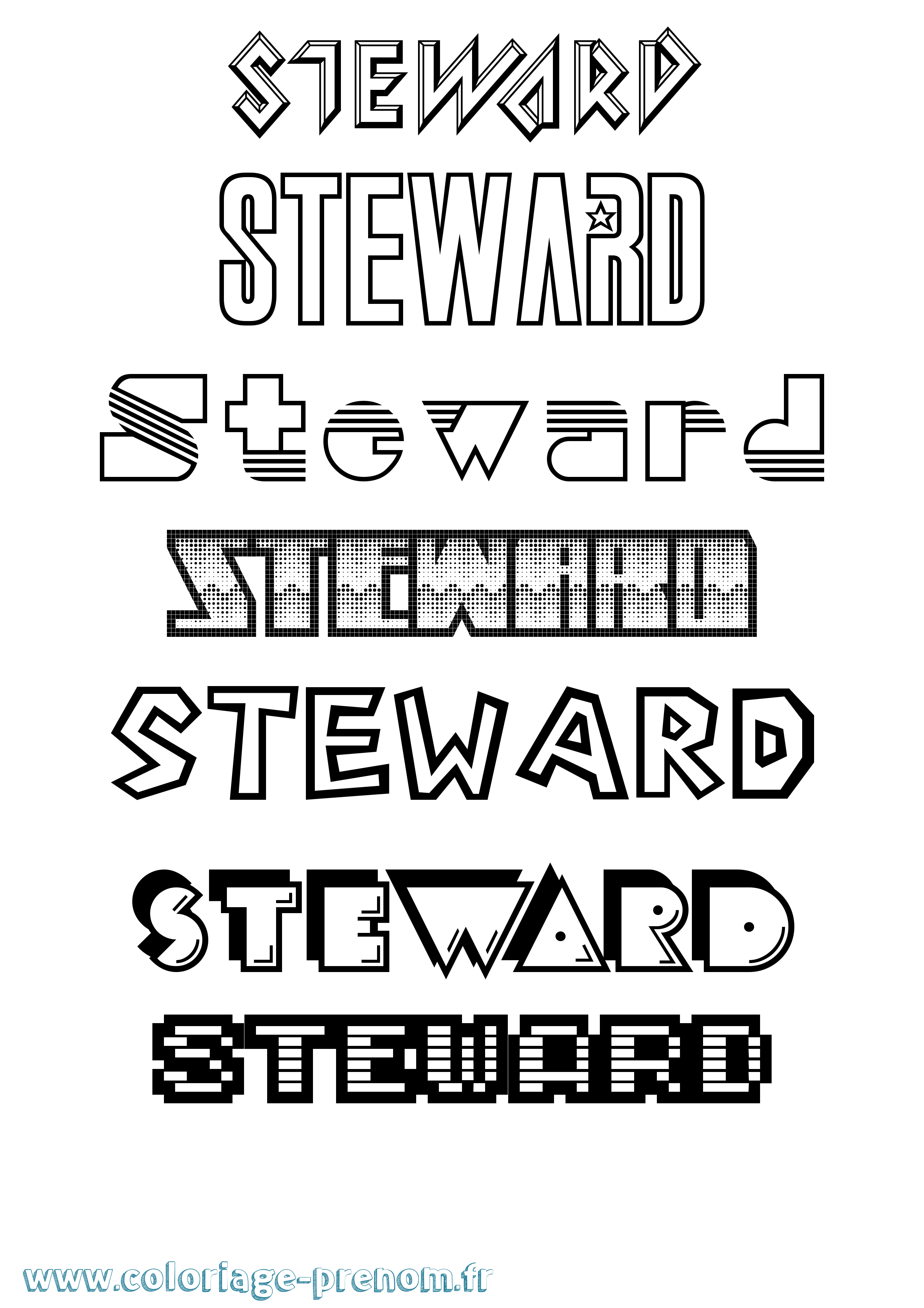 Coloriage Steward Jeux Vidéos Coloriage prénom Steward Jeux Vidéos
