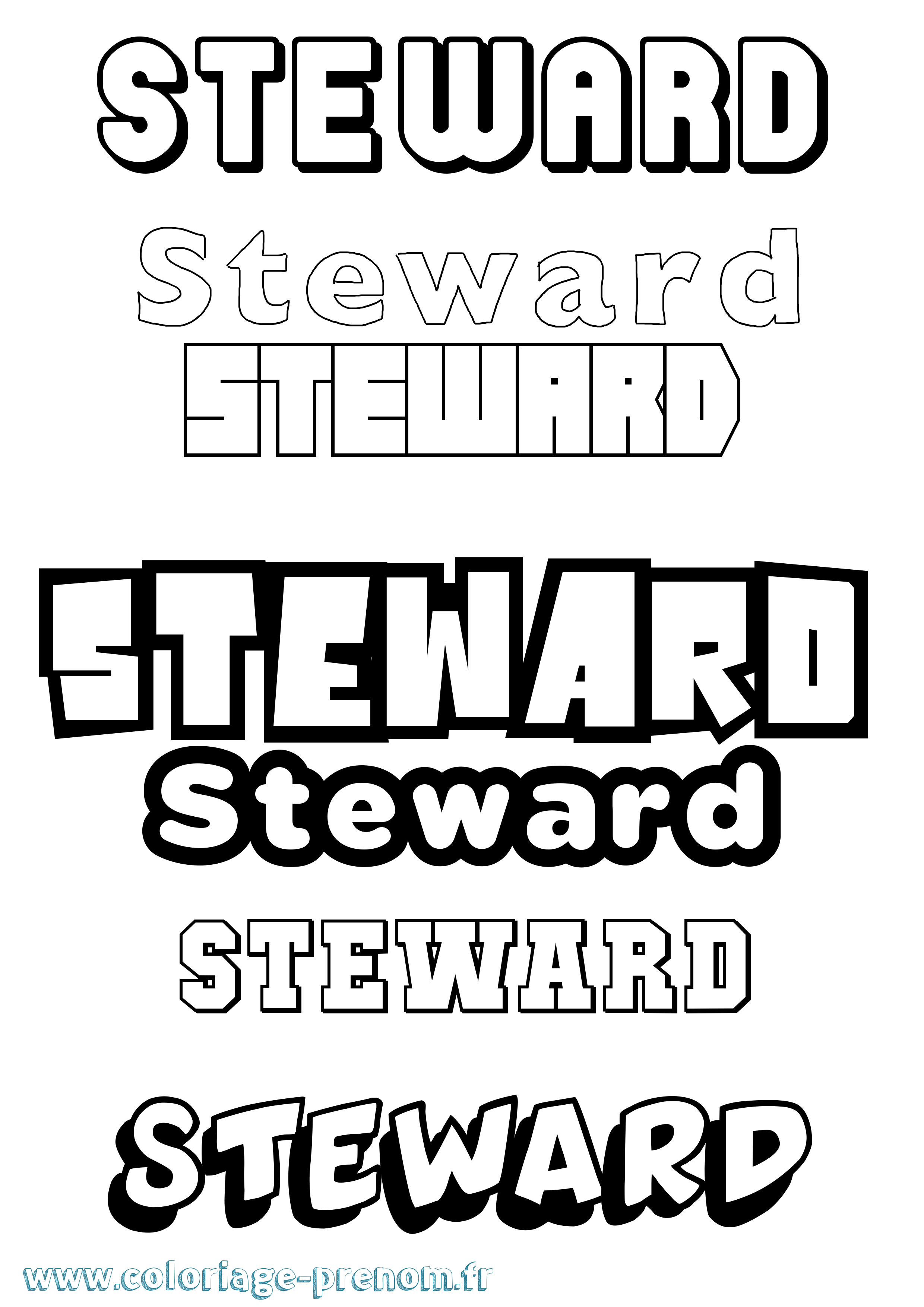 Coloriage Steward Simple Coloriage prénom Steward Simple