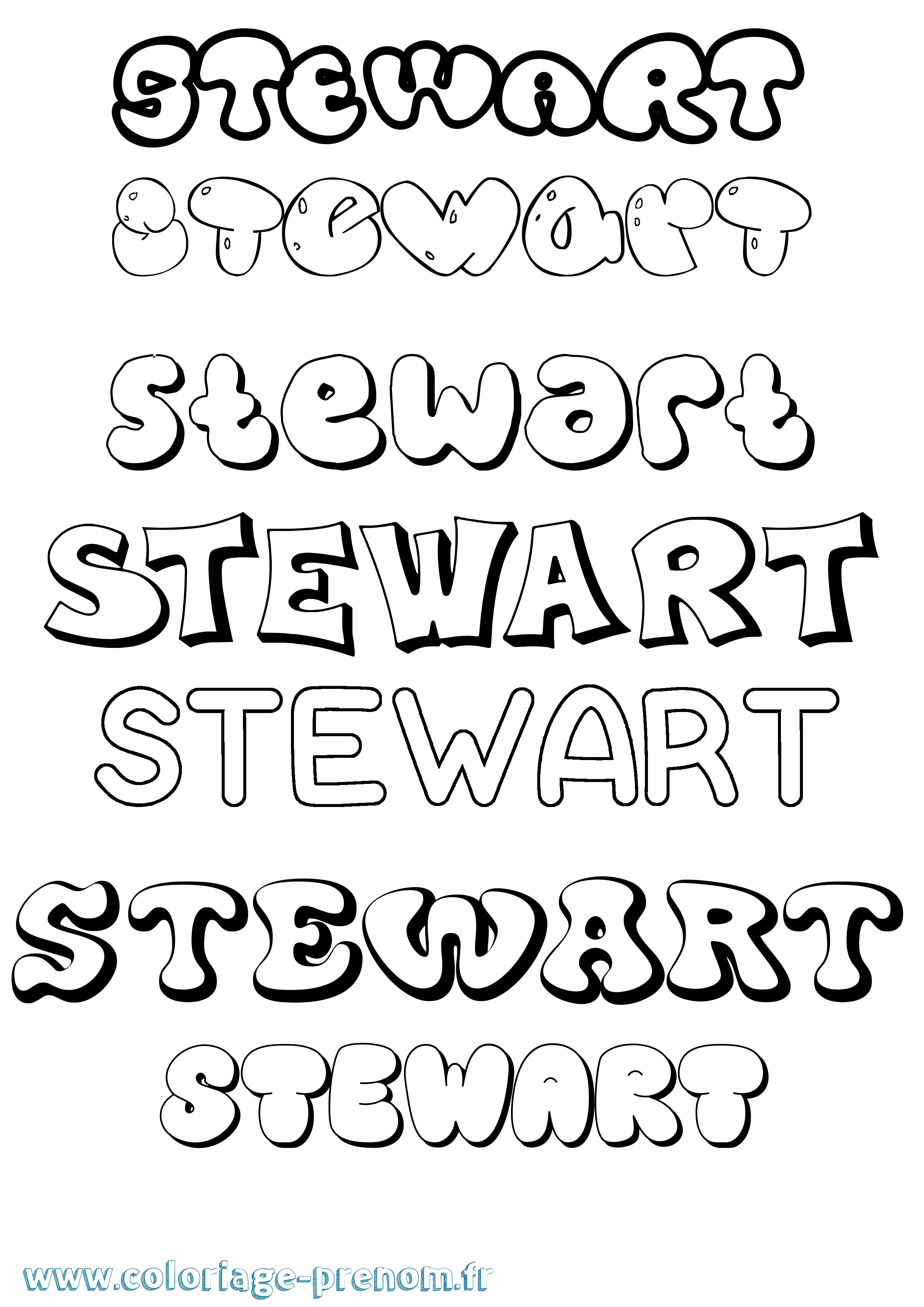 Coloriage Stewart Bubble Coloriage prénom Stewart Bubble