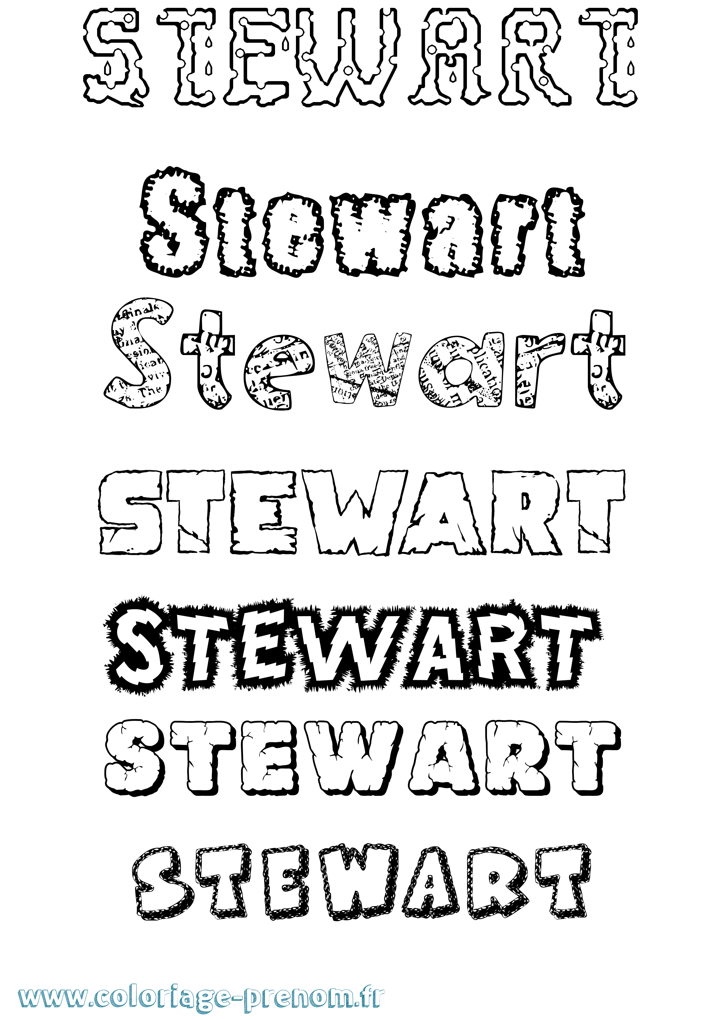 Coloriage Stewart Destructuré Coloriage prénom Stewart Destructuré