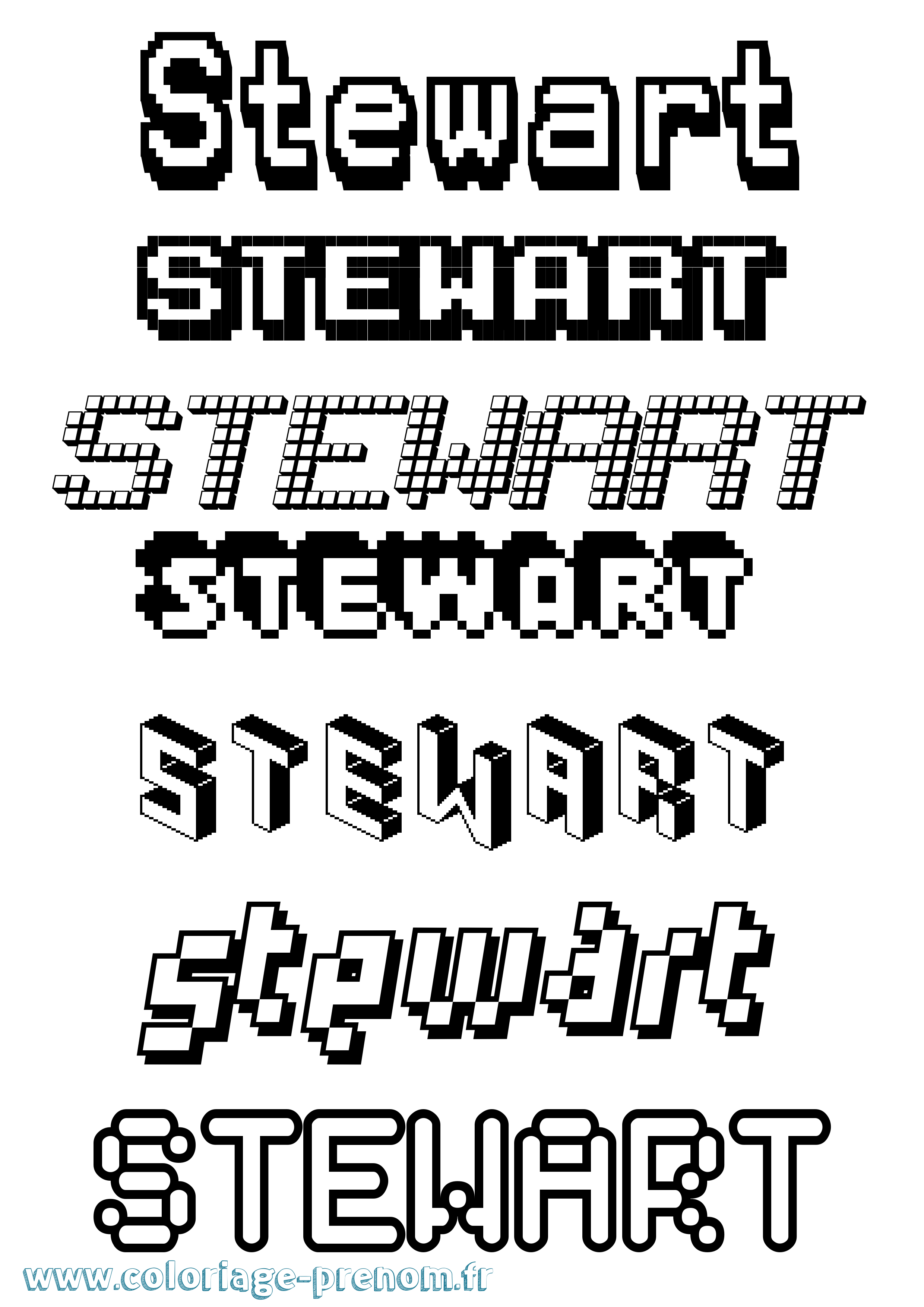 Coloriage Stewart Pixel Coloriage prénom Stewart Pixel