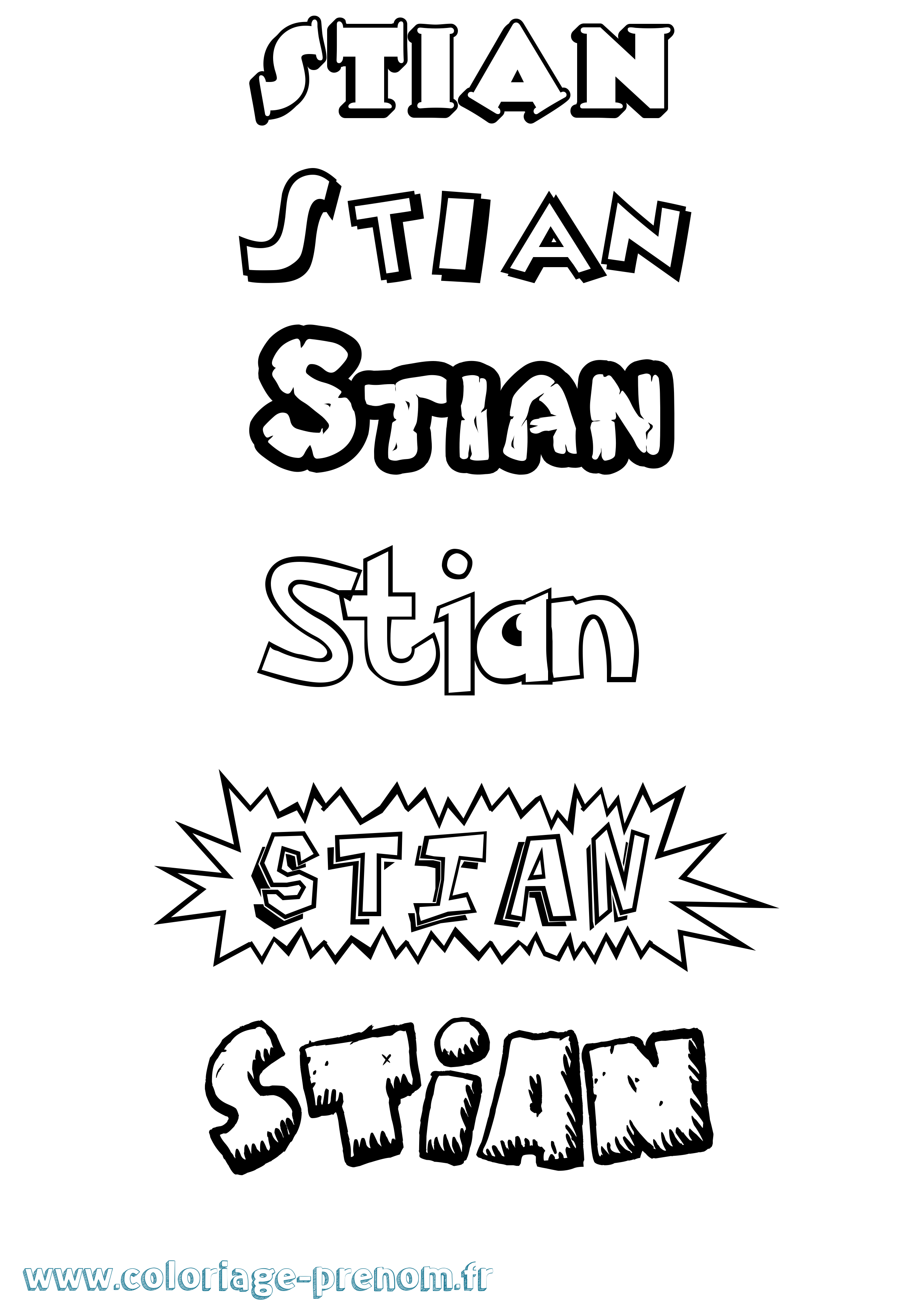Coloriage Stian Dessin Animé Coloriage prénom Stian Dessin Animé