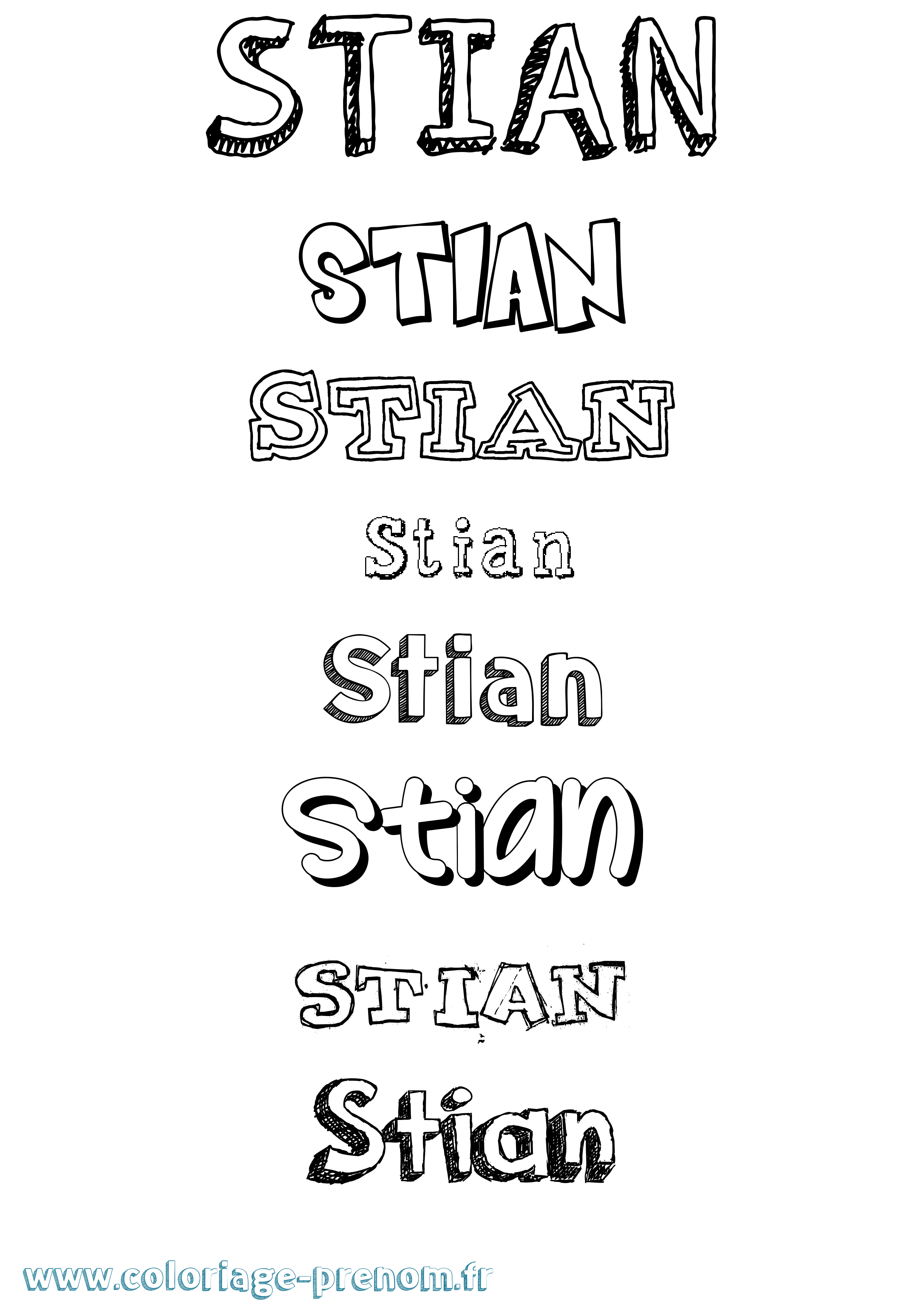Coloriage Stian Dessiné Coloriage prénom Stian Dessiné