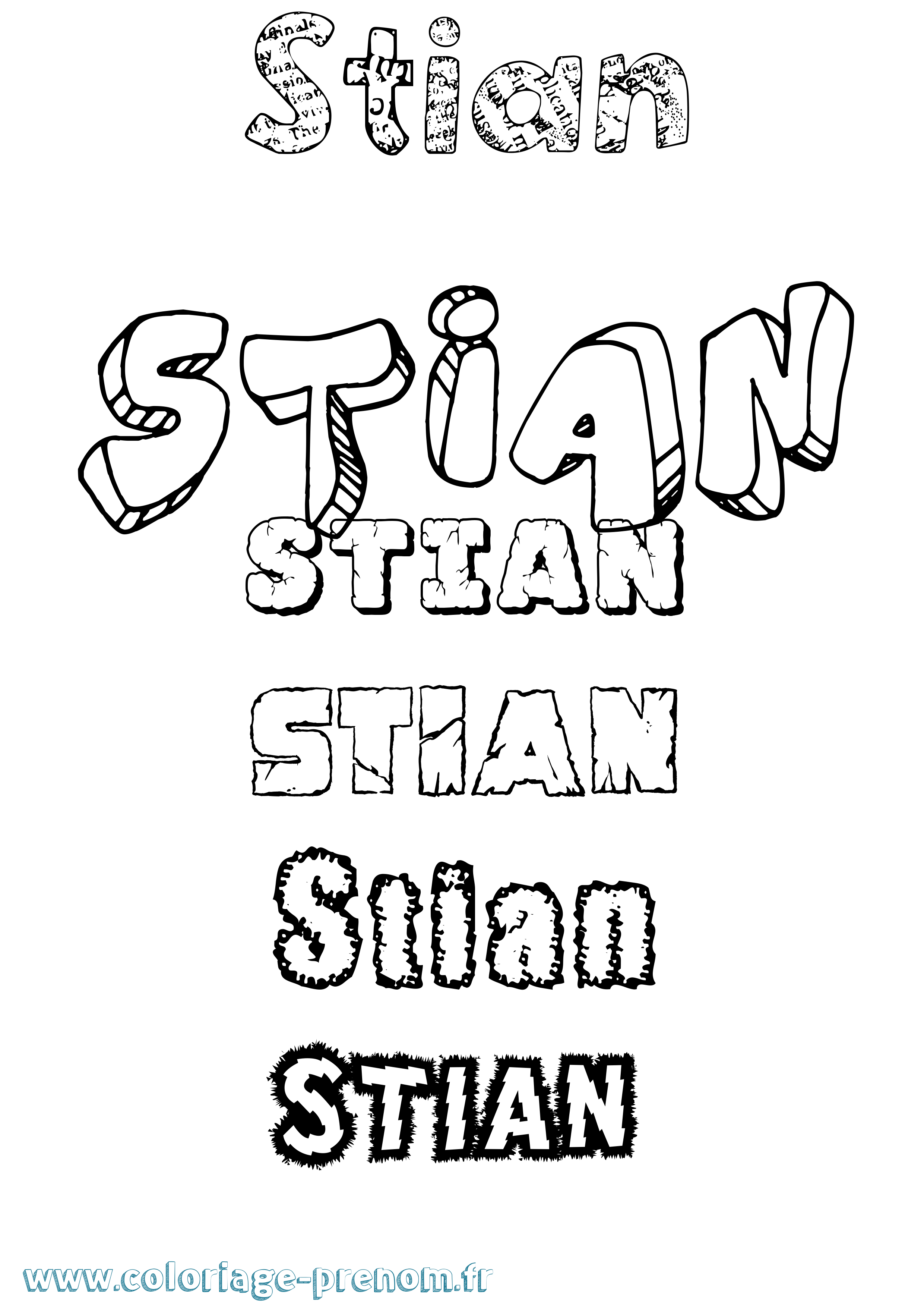 Coloriage Stian Destructuré Coloriage prénom Stian Destructuré