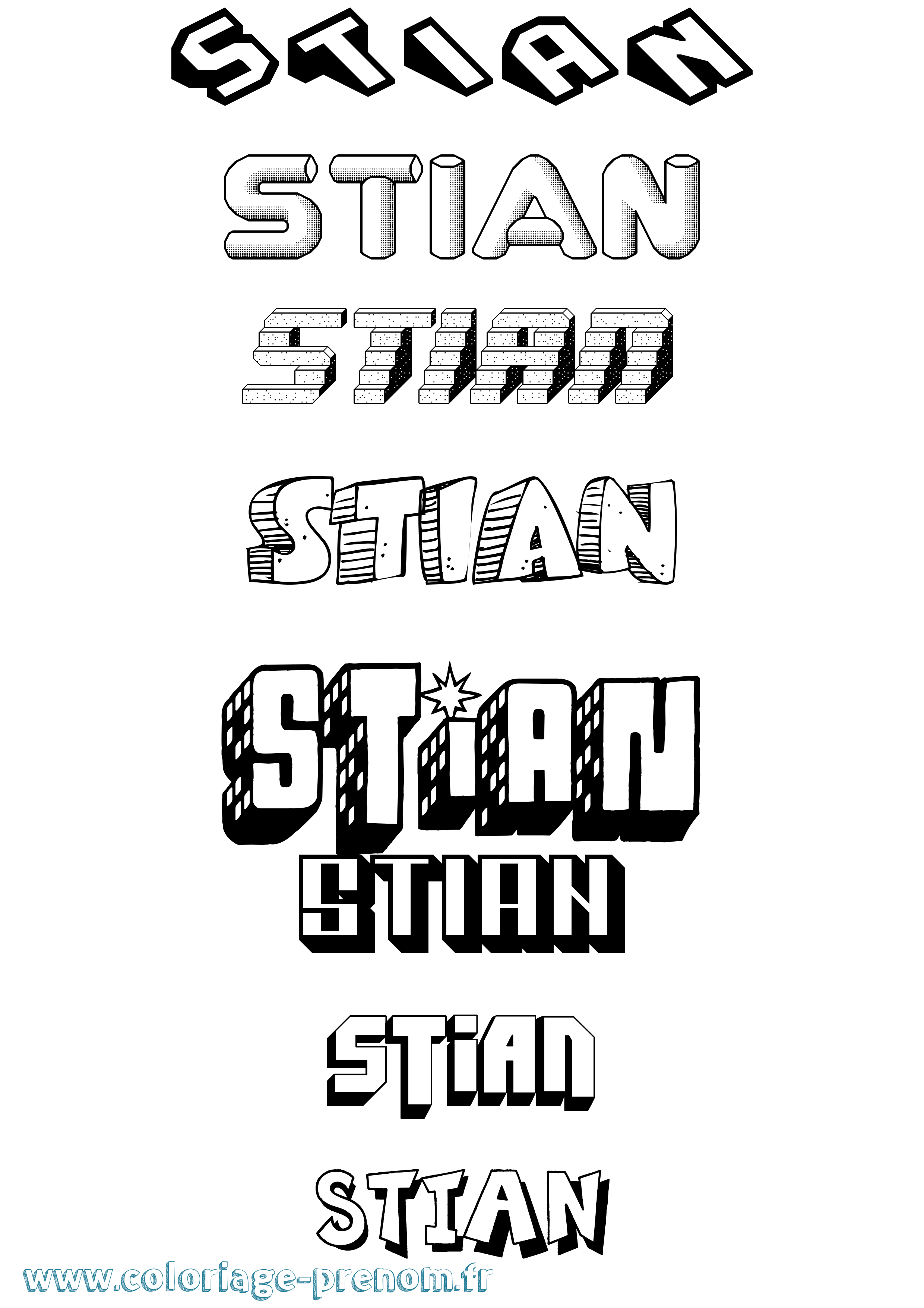 Coloriage Stian Effet 3D Coloriage prénom Stian Effet 3D