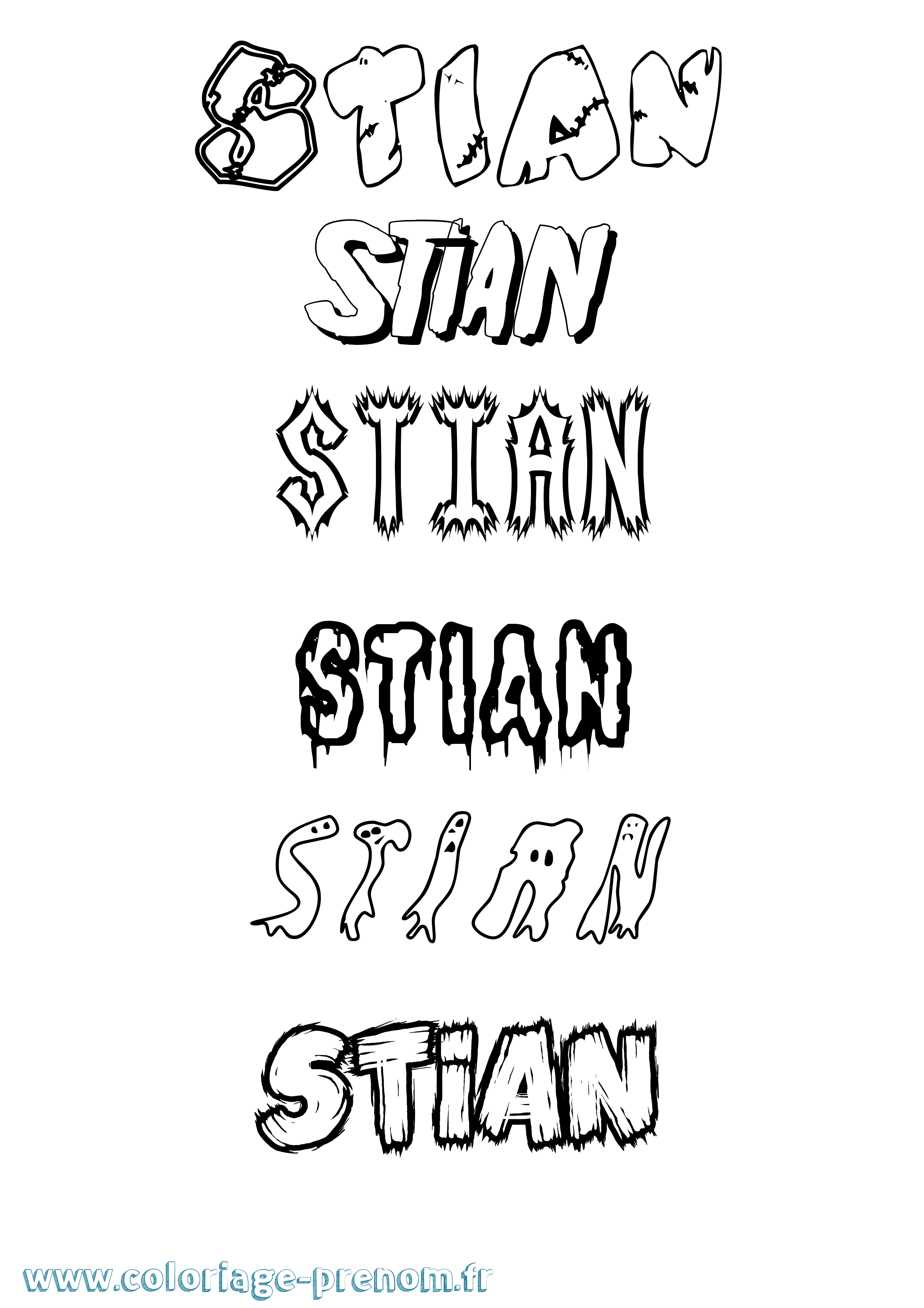 Coloriage Stian Frisson Coloriage prénom Stian Frisson