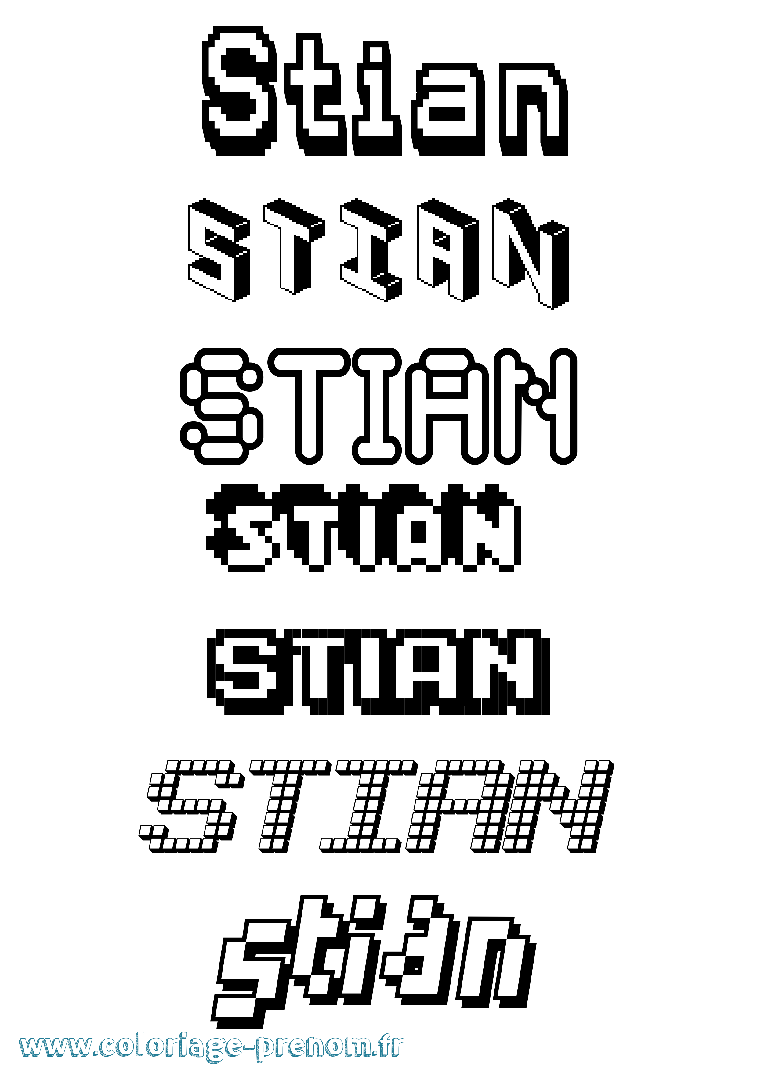 Coloriage Stian Pixel Coloriage prénom Stian Pixel
