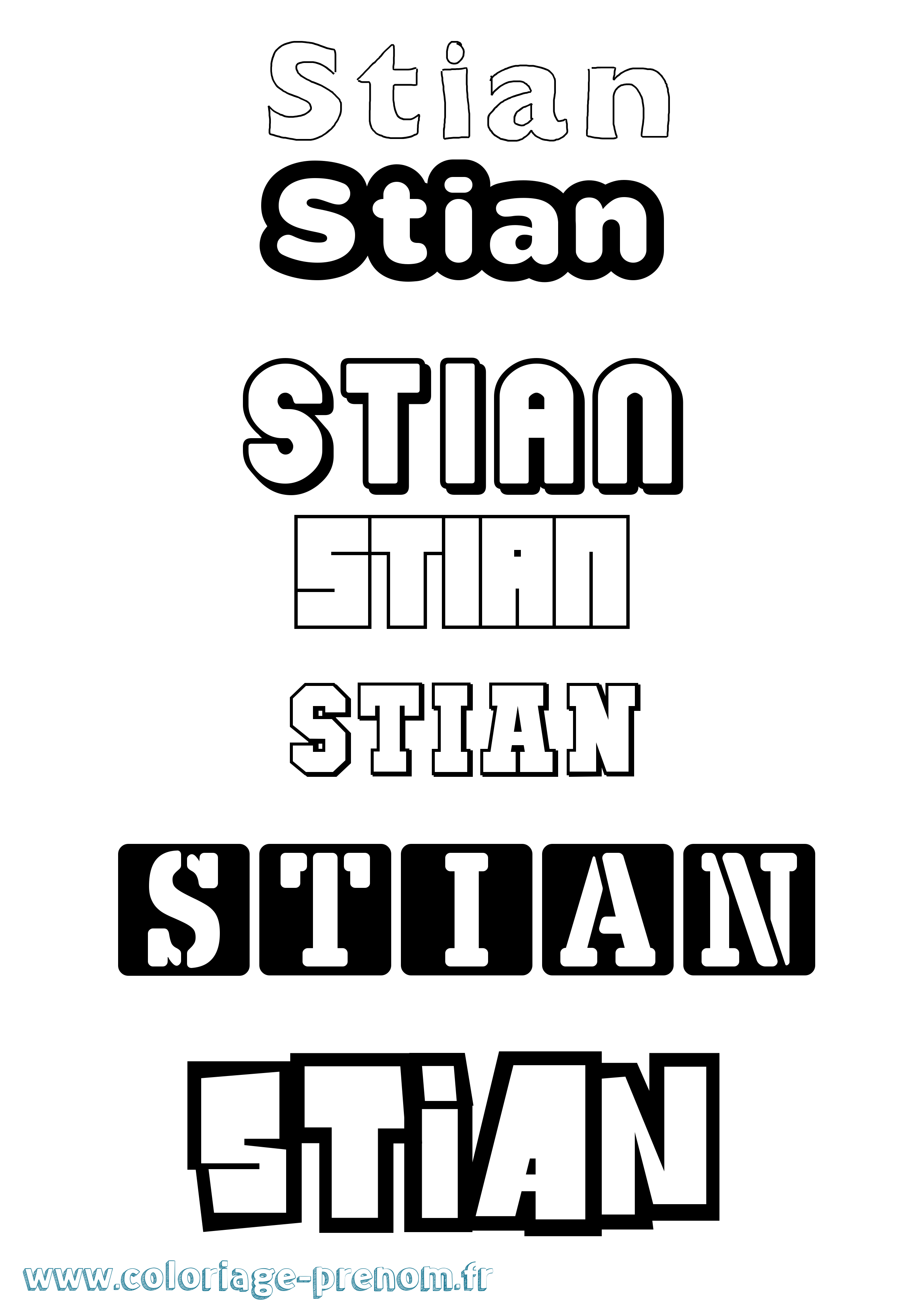 Coloriage Stian Simple Coloriage prénom Stian Simple