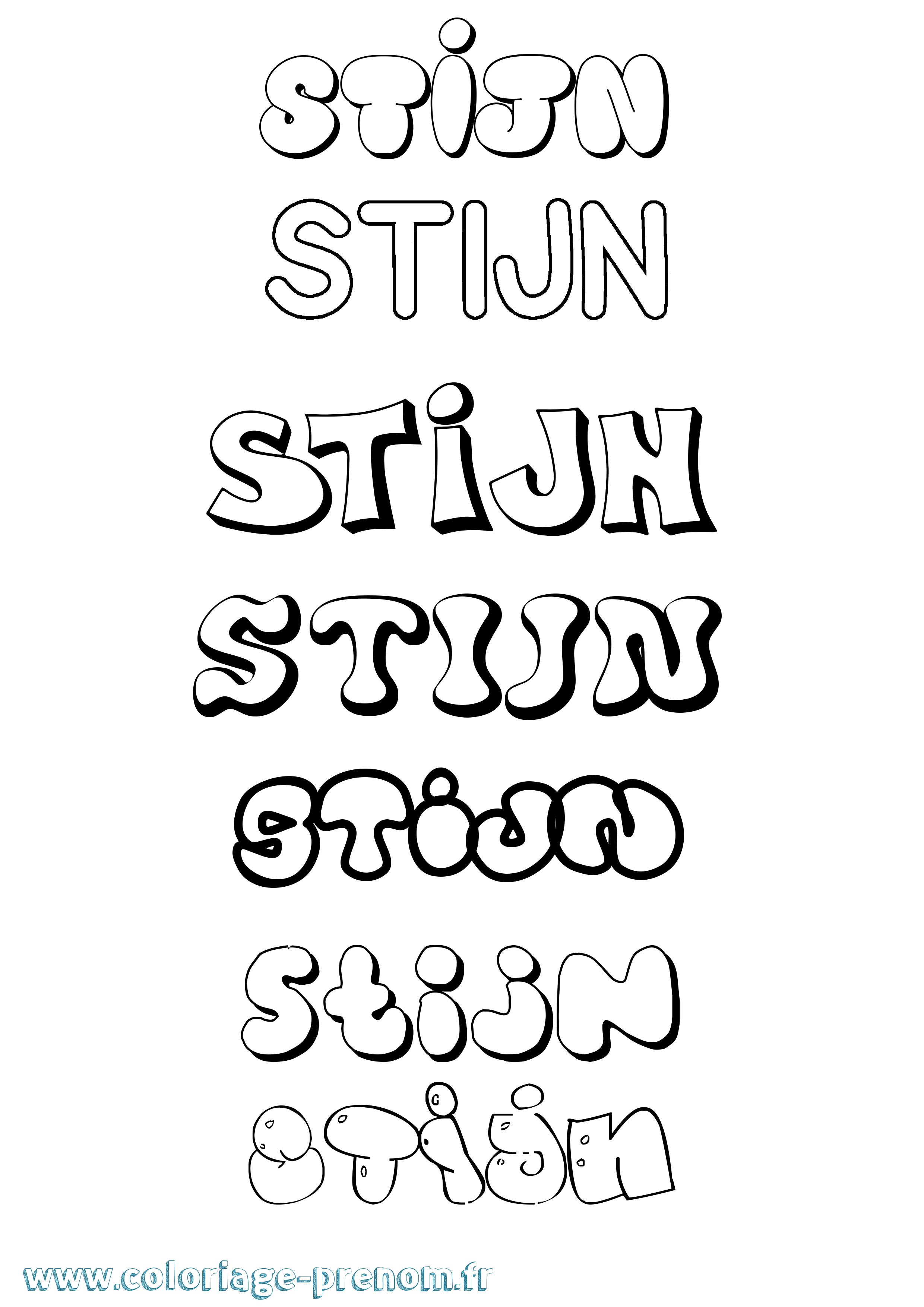 Coloriage Stijn Bubble Coloriage prénom Stijn Bubble