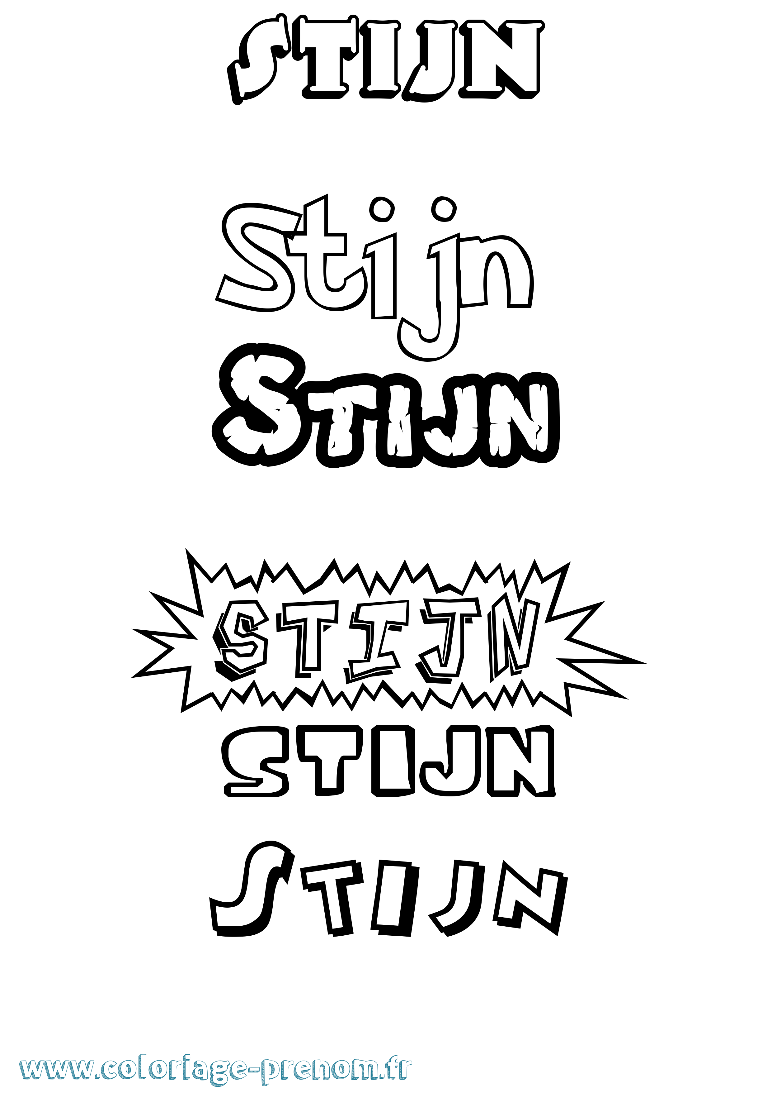 Coloriage Stijn Dessin Animé Coloriage prénom Stijn Dessin Animé