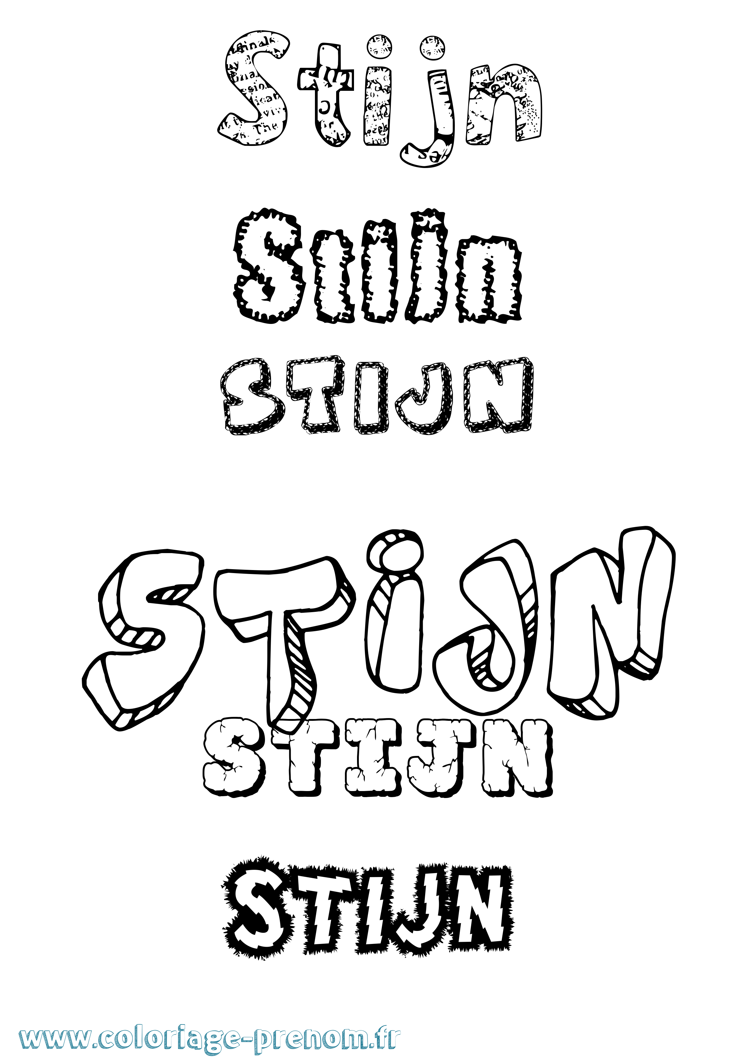 Coloriage Stijn Destructuré Coloriage prénom Stijn Destructuré