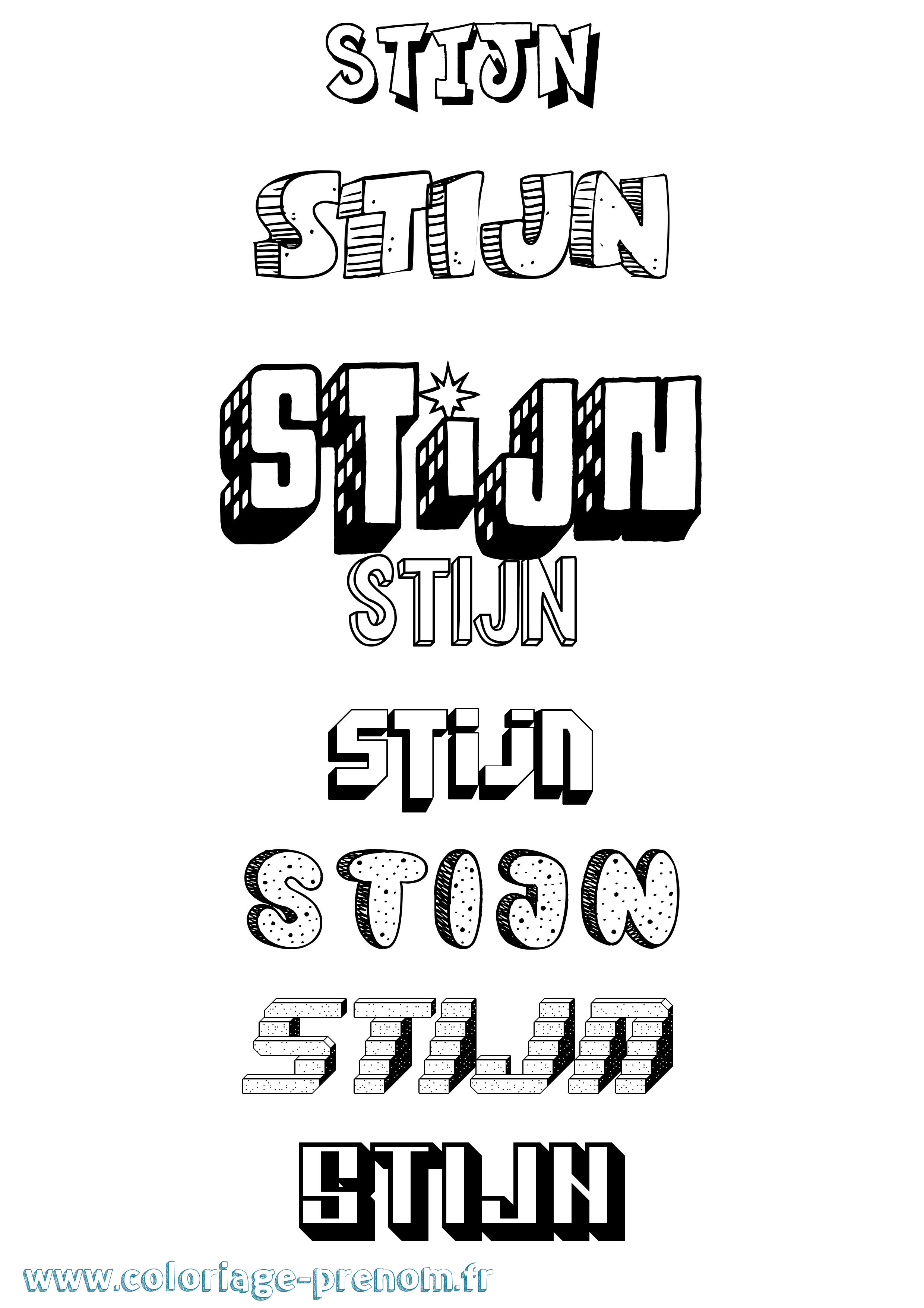 Coloriage Stijn Effet 3D Coloriage prénom Stijn Effet 3D