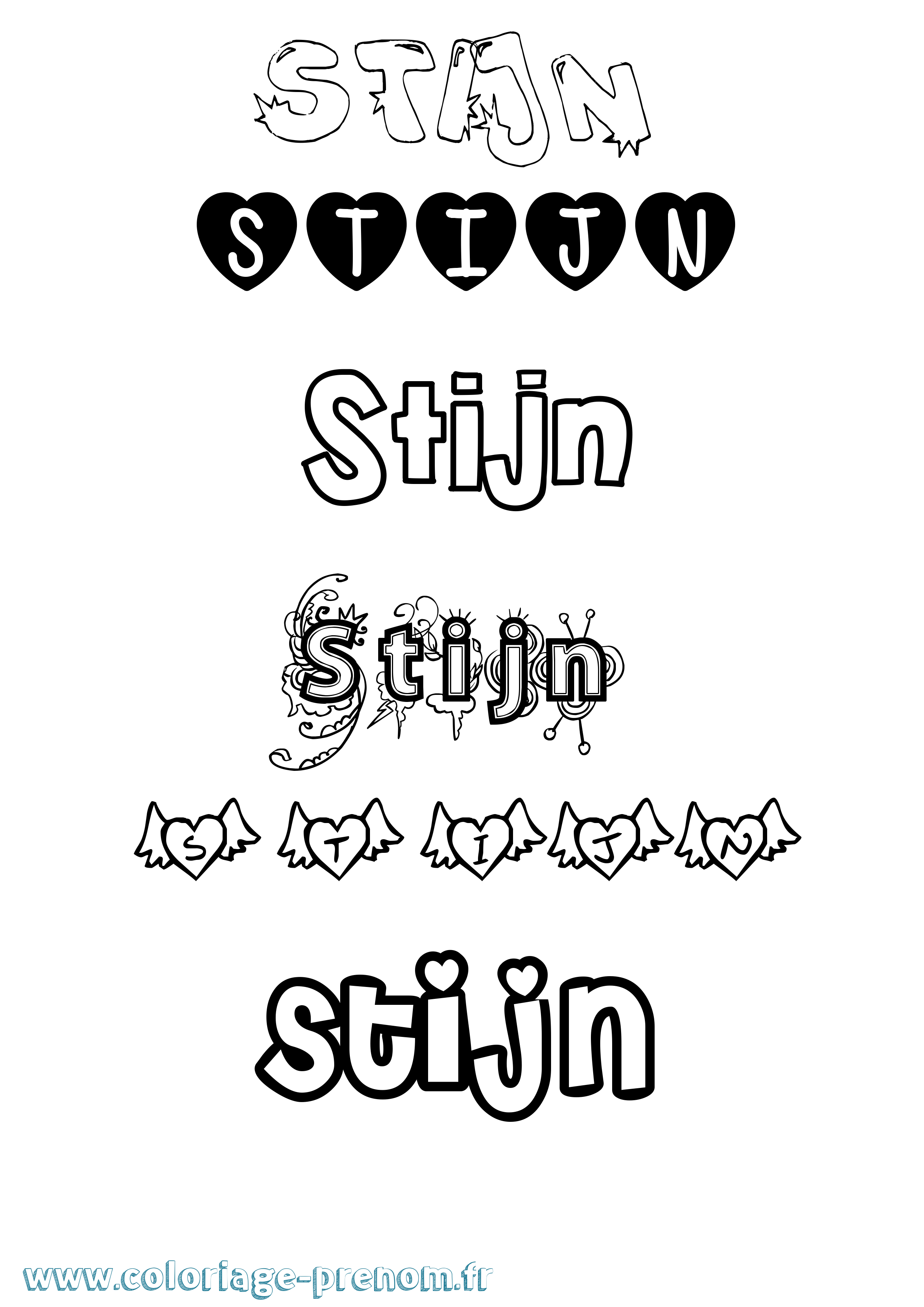 Coloriage Stijn Girly Coloriage prénom Stijn Girly