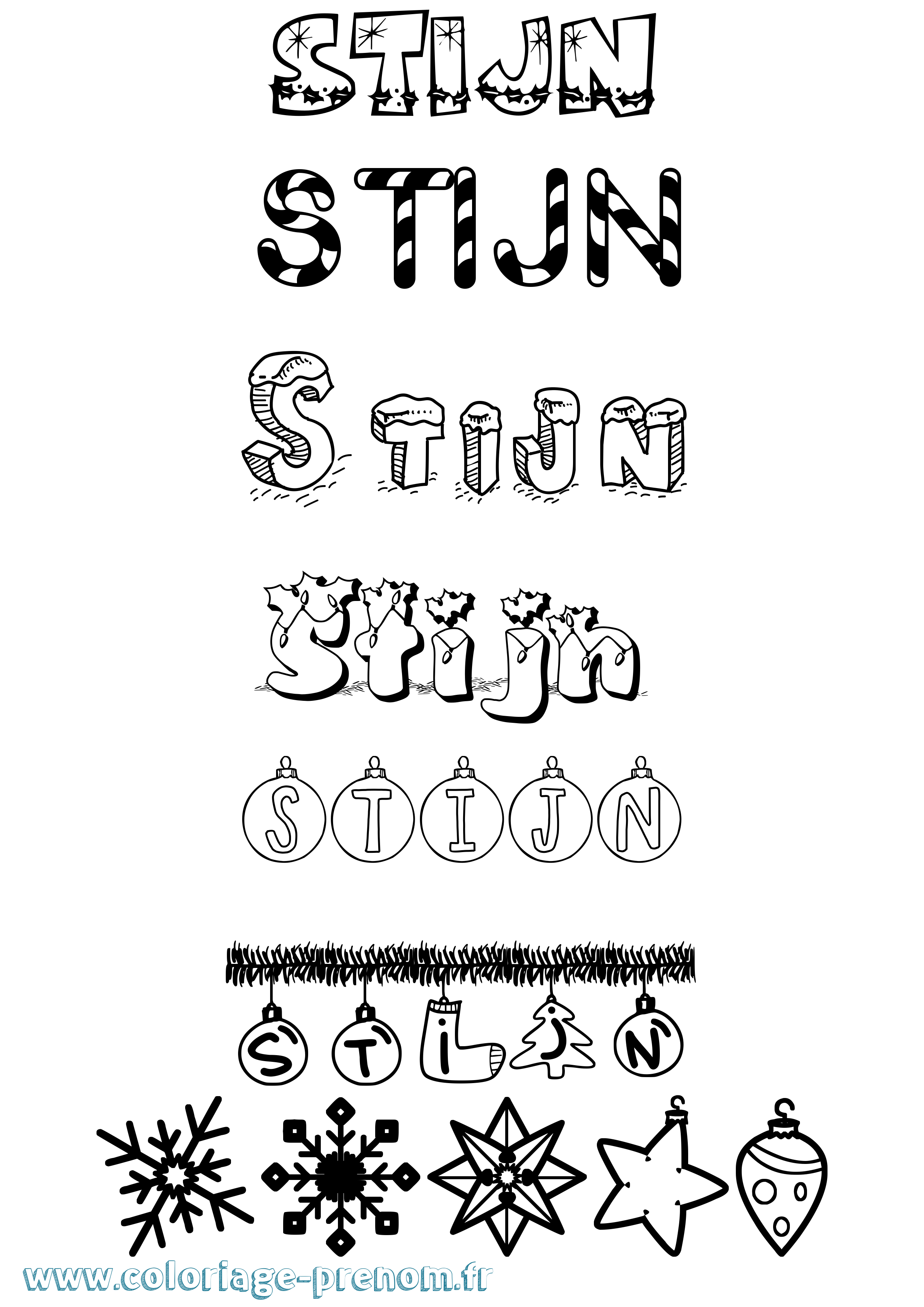 Coloriage Stijn Noël Coloriage prénom Stijn Noël