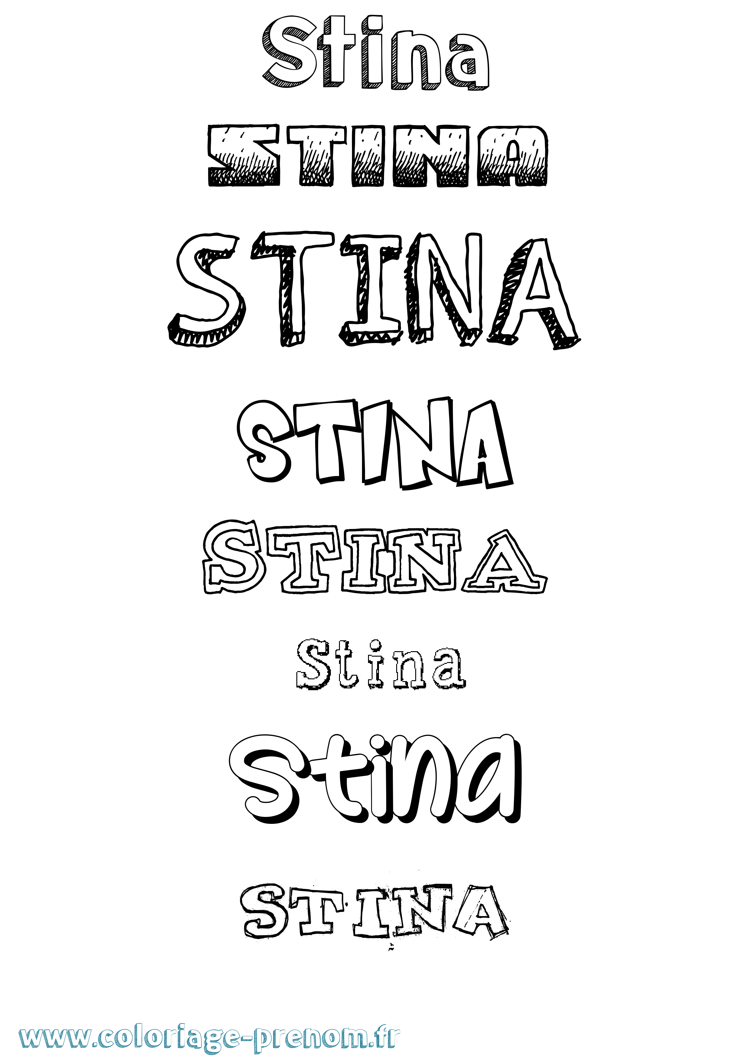 Coloriage Stina Dessiné Coloriage prénom Stina Dessiné