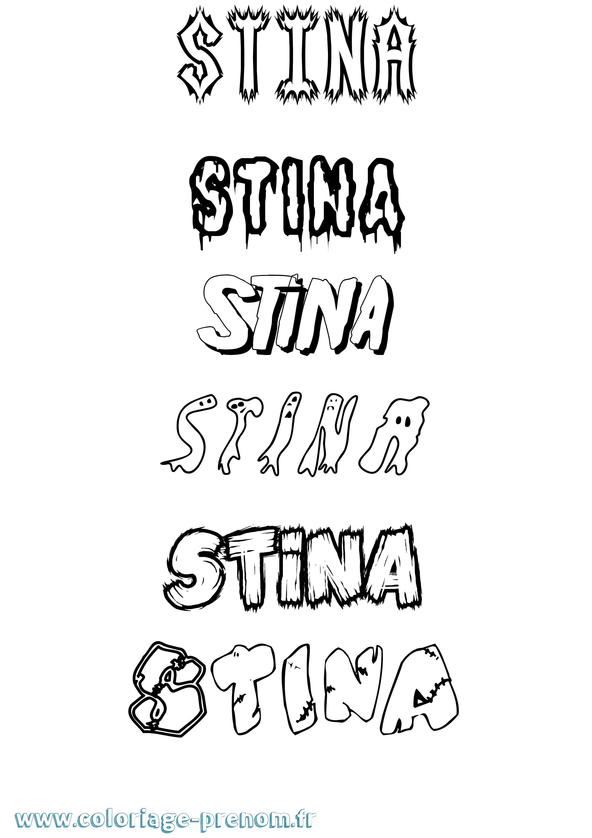 Coloriage Stina Frisson Coloriage prénom Stina Frisson